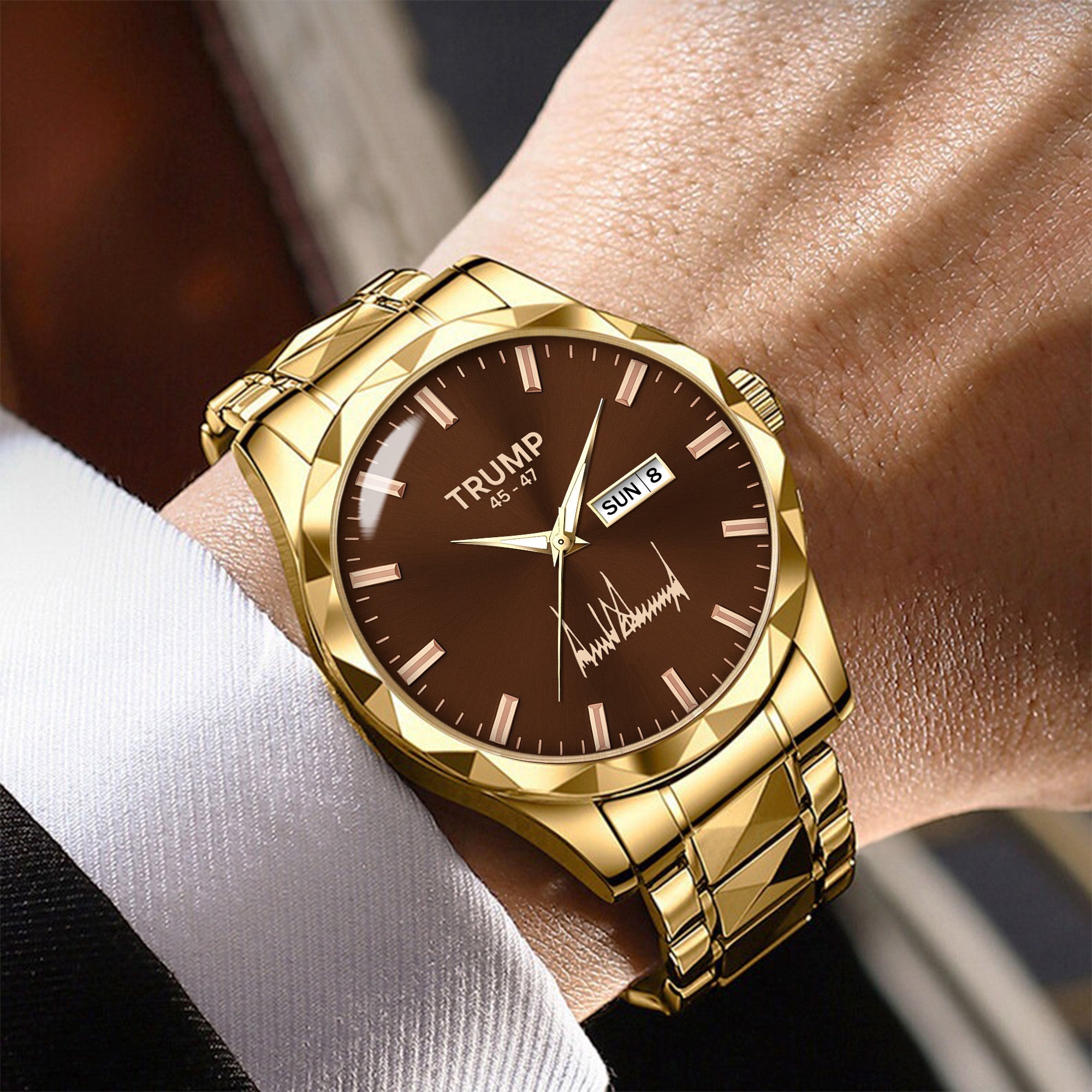TRUMP 45-47 Watch 2026 Luxury Gold – Chocolate Brown Dial