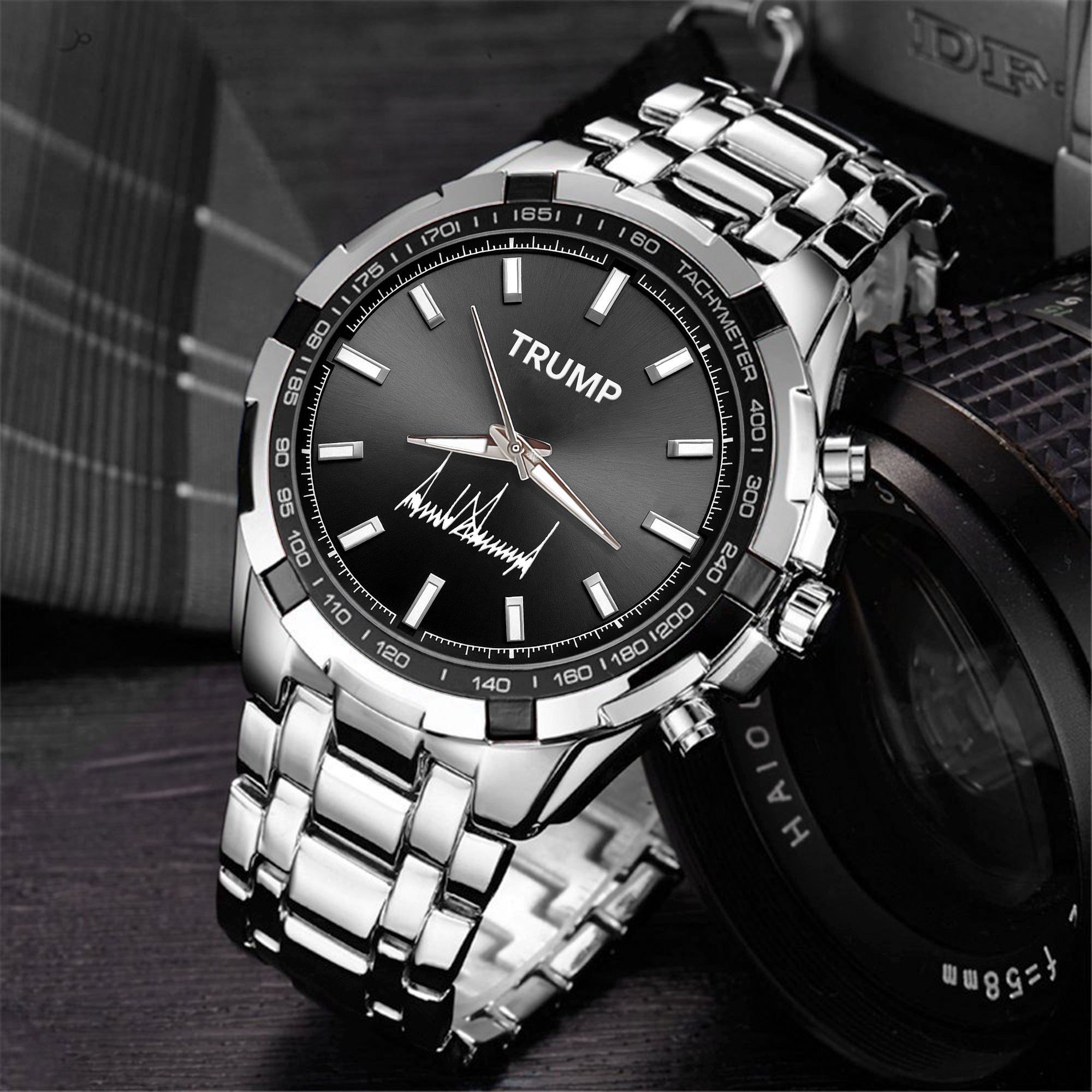 TRUMP Watch Stainless steel - Black Sunburst Dial