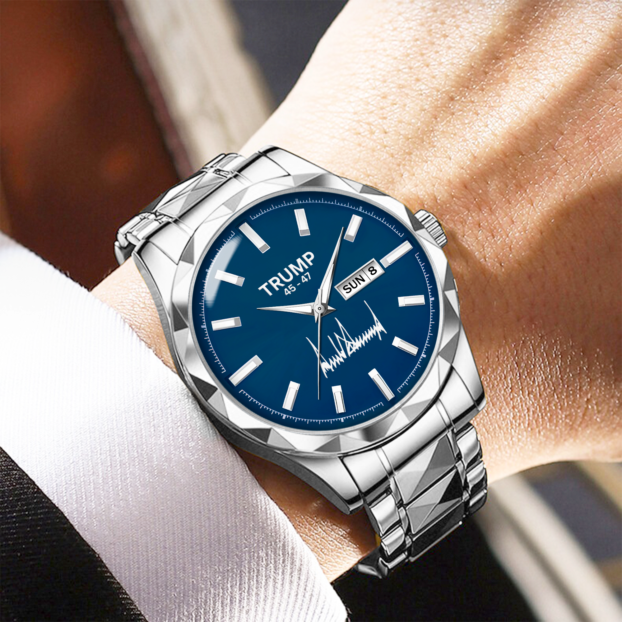 TRUMP 45-47 Watch 2026 Signature – Liberty Steel Blue Dial – Watch for Men