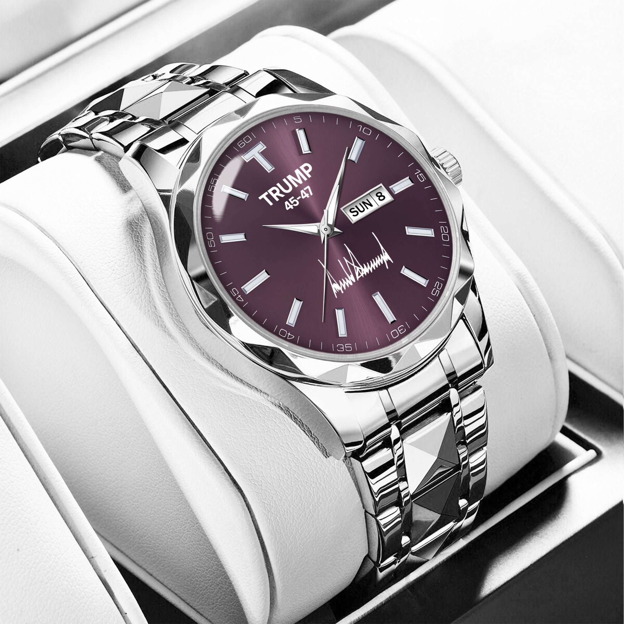 TRUMP 45-47 Watch 2026 Luxury Silver – Deep Royal Purple Dial – Watch for Men