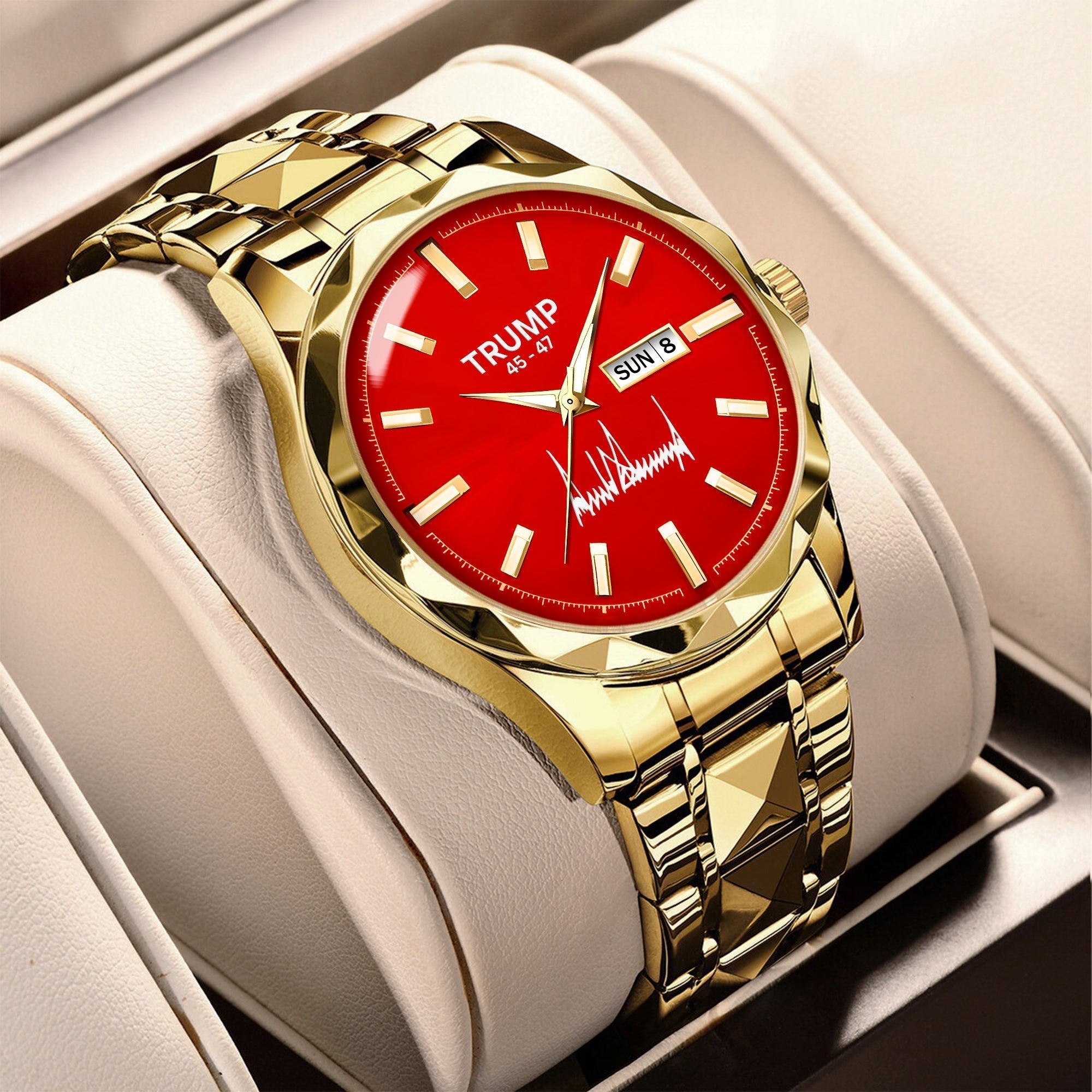 TRUMP 45-47 Watch 2026 – Gold Case, Red Dial – Luxury Men’s Watch