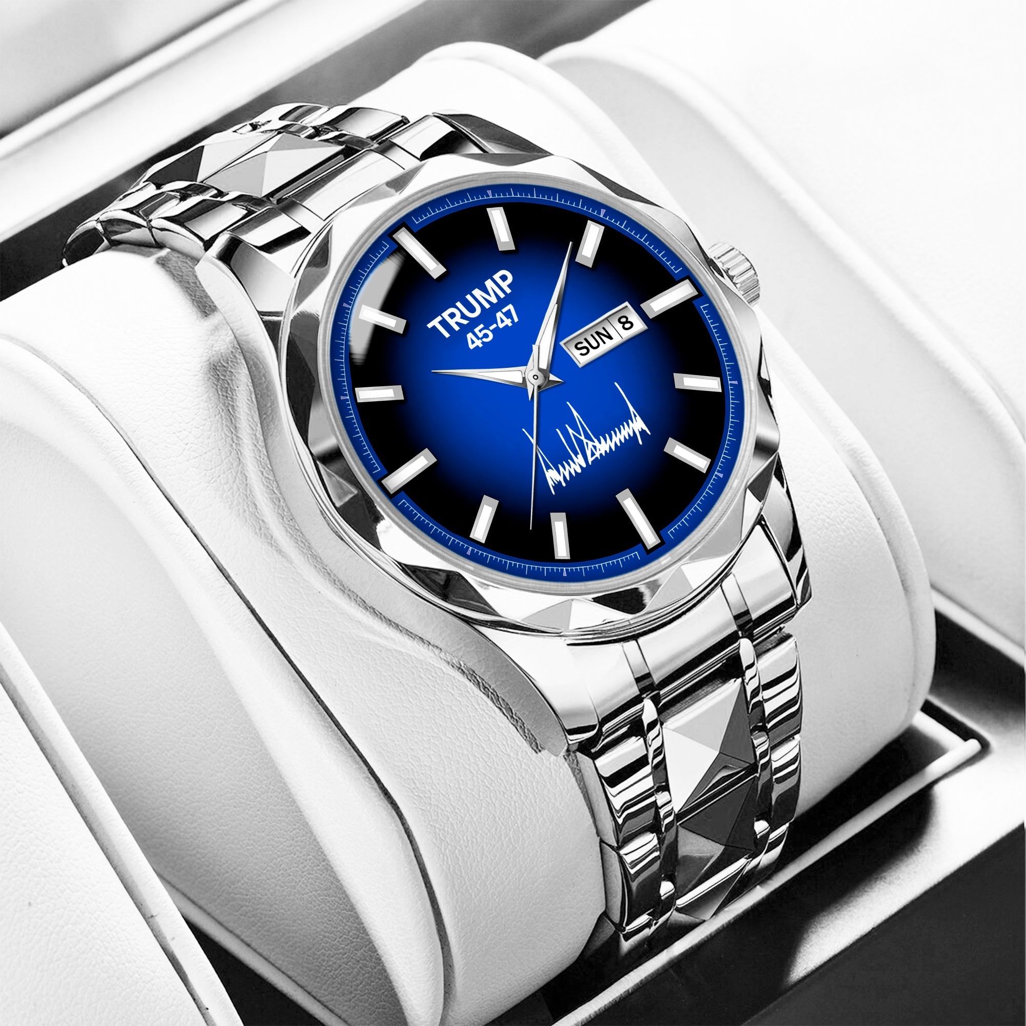 TRUMP 45-47 Watch 2026 Luxury Silver – Deep Midnight Blue Dial – Watch for Men