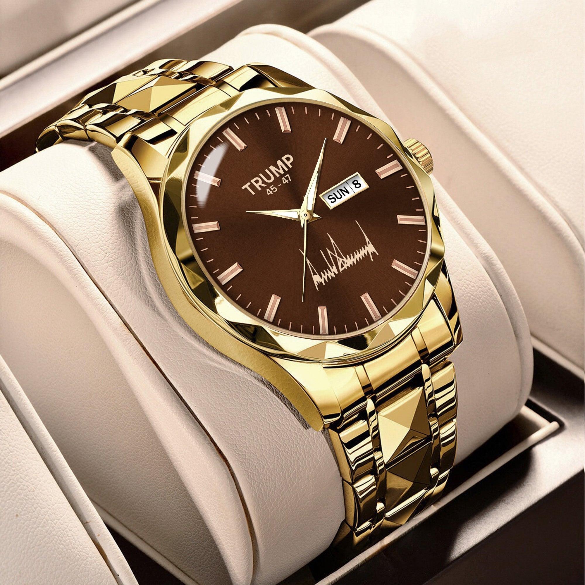 TRUMP 45-47 Watch 2026 Luxury Gold – Chocolate Brown Dial