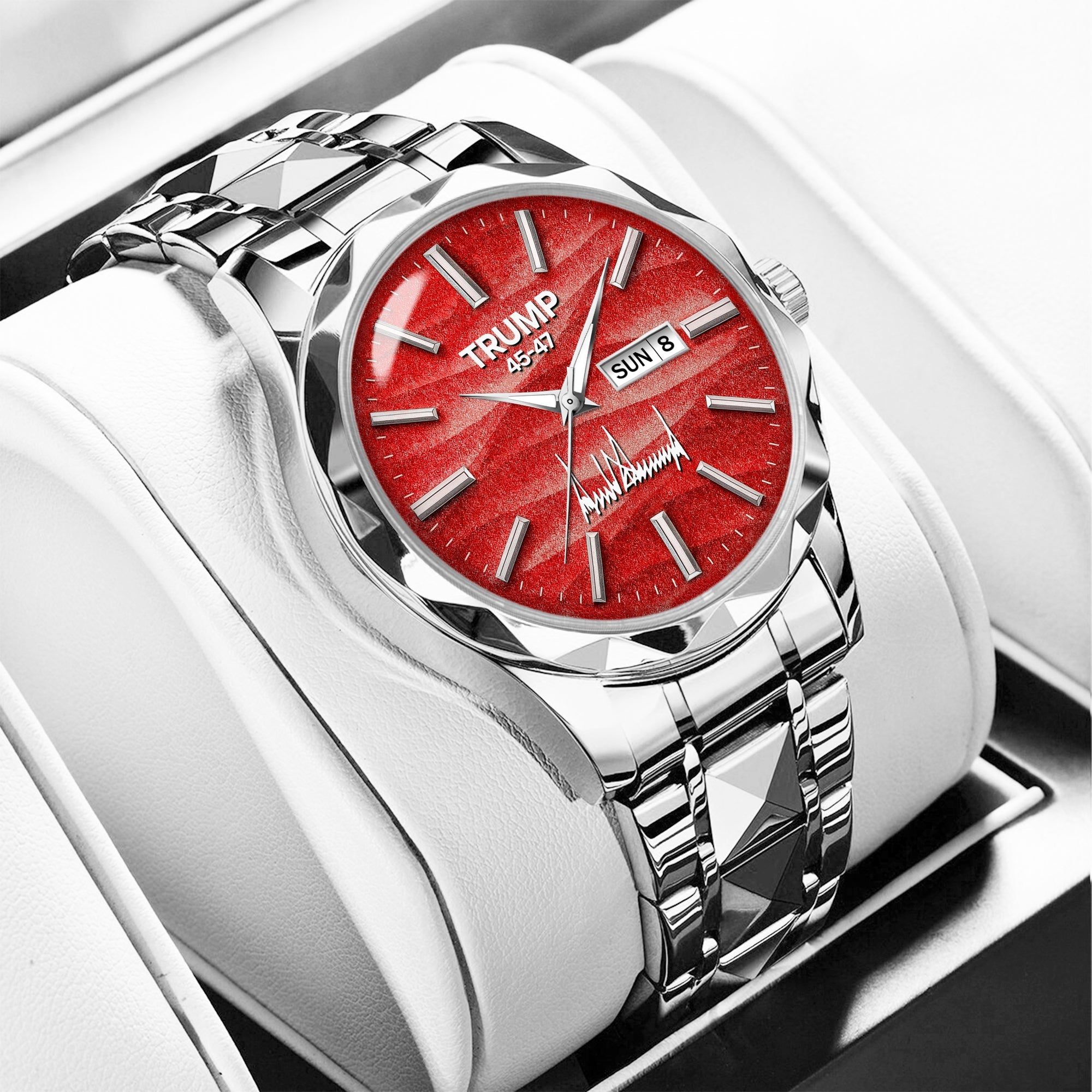 TRUMP Watch 45 – 47 Stainless Steel – Scarlet Wave Dial