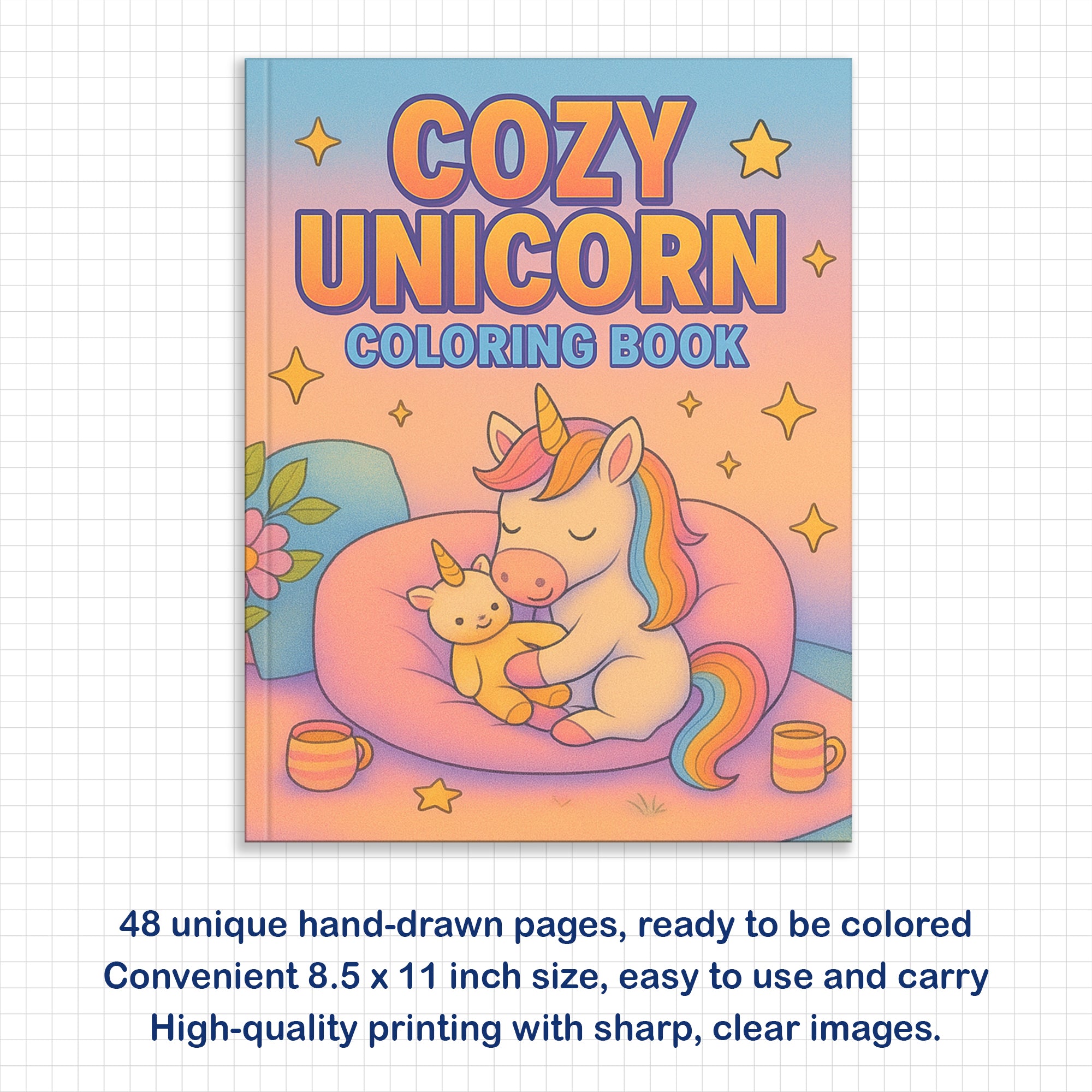 Cozy Unicorn Dreams – Unicorn Coloring Pages – 48 Pages – Snuggly, Sleepytime, Magical Moments – For Kids