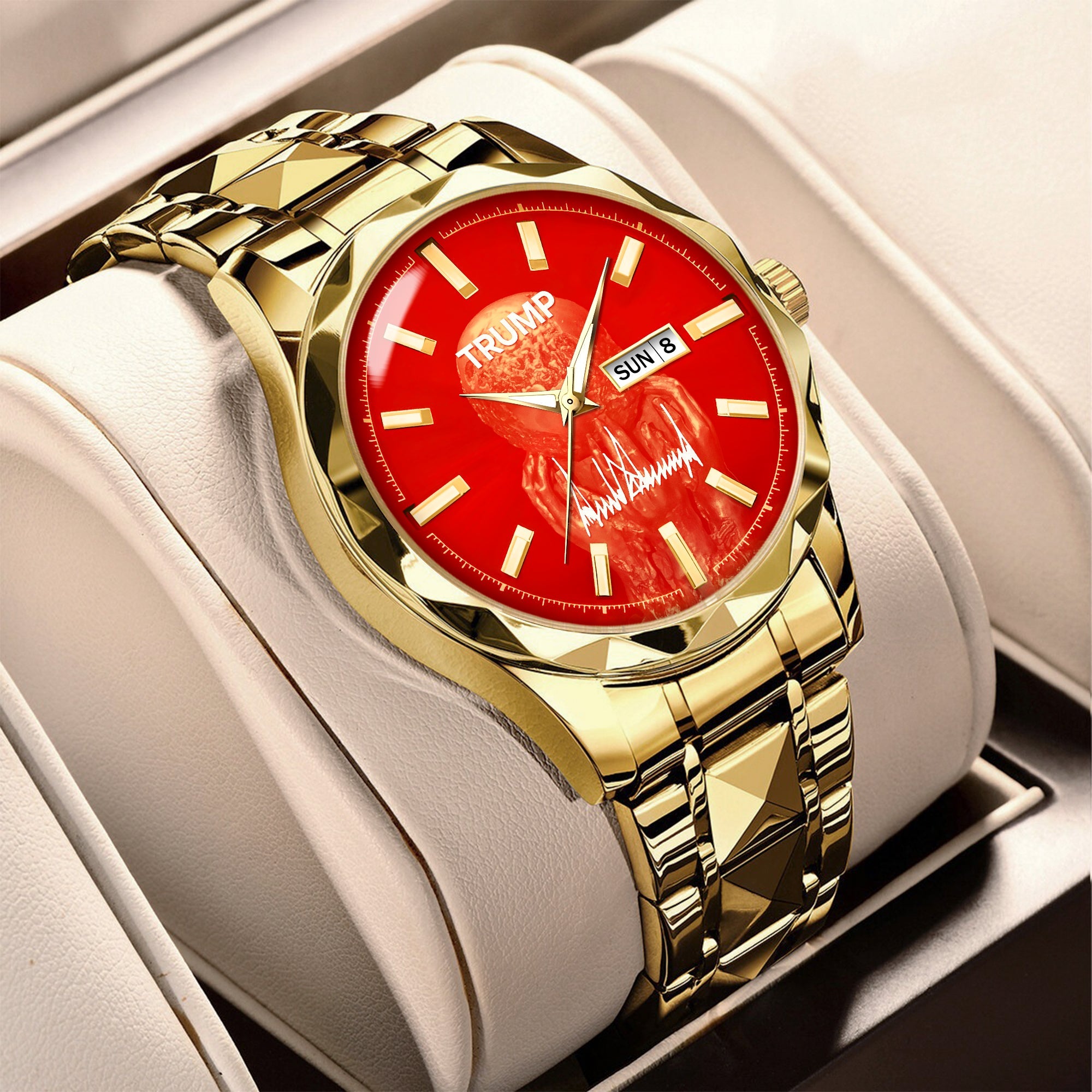TRUMP 2026 Luxury Gold Watch – Signature Bright Red Dial Peace Prize