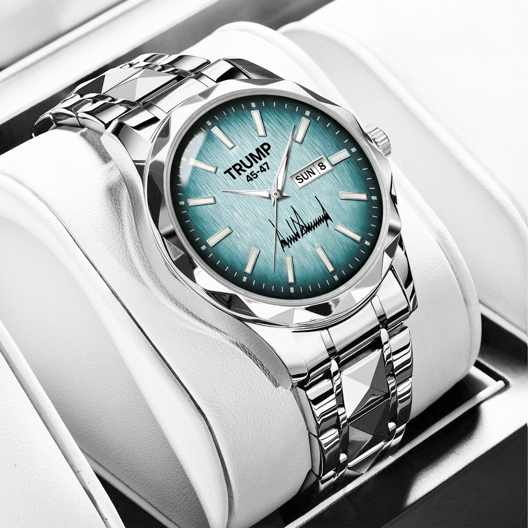TRUMP 45-47 Watch 2026 Luxury Silver Steel – Signature Ice Blue Dial