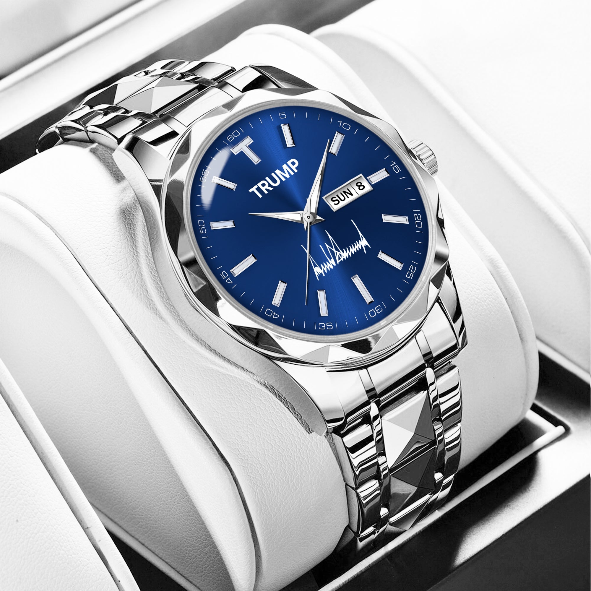 TRUMP Watch 2026 Luxury Silver – Deep Ocean Blue Dial – Watch for Men