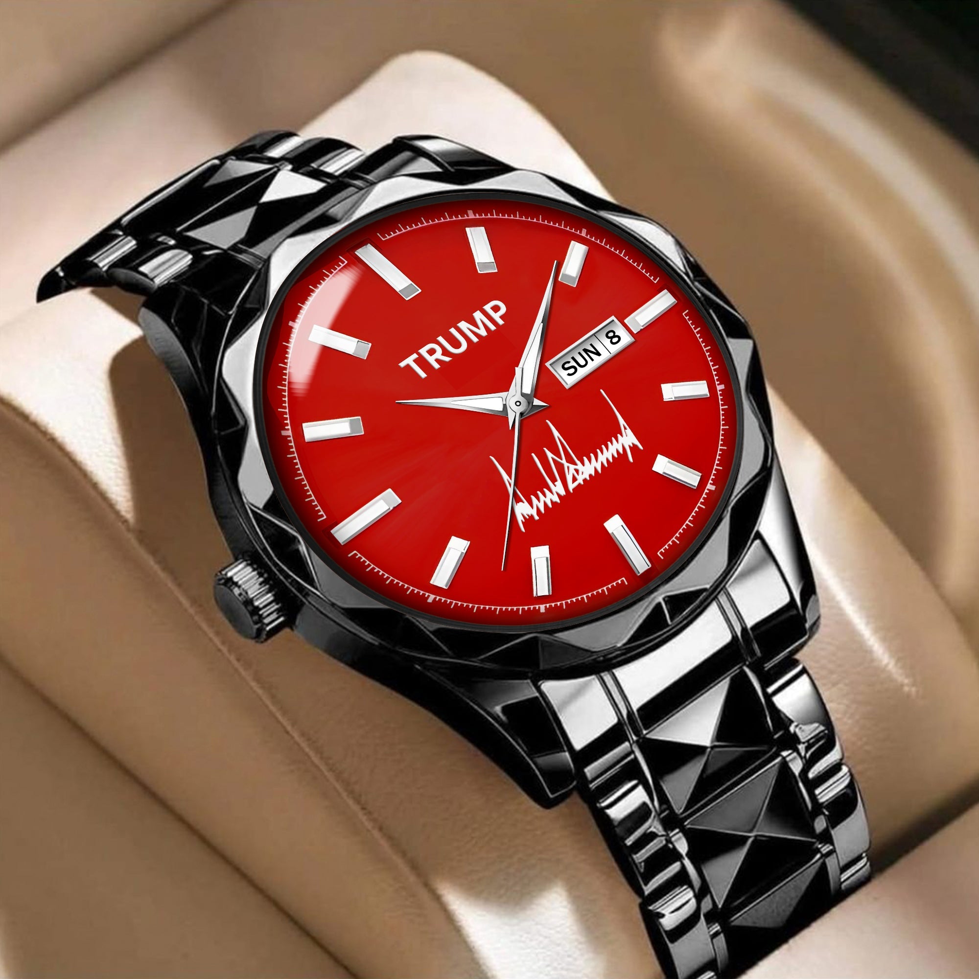 TRUMP Watch 2026 Luxury Black Steel – Signature Bright Red Dial