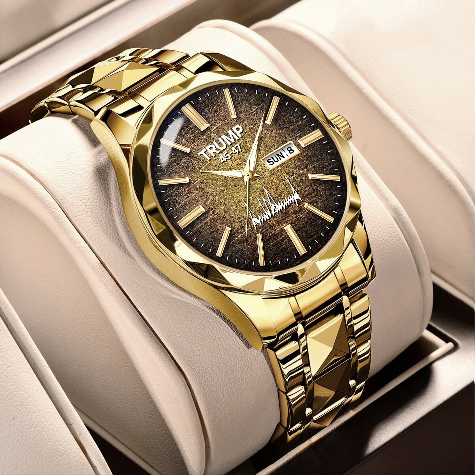 TRUMP 45-47 Watch 2026 Luxury Gold – Signature Vintage Brown Dial