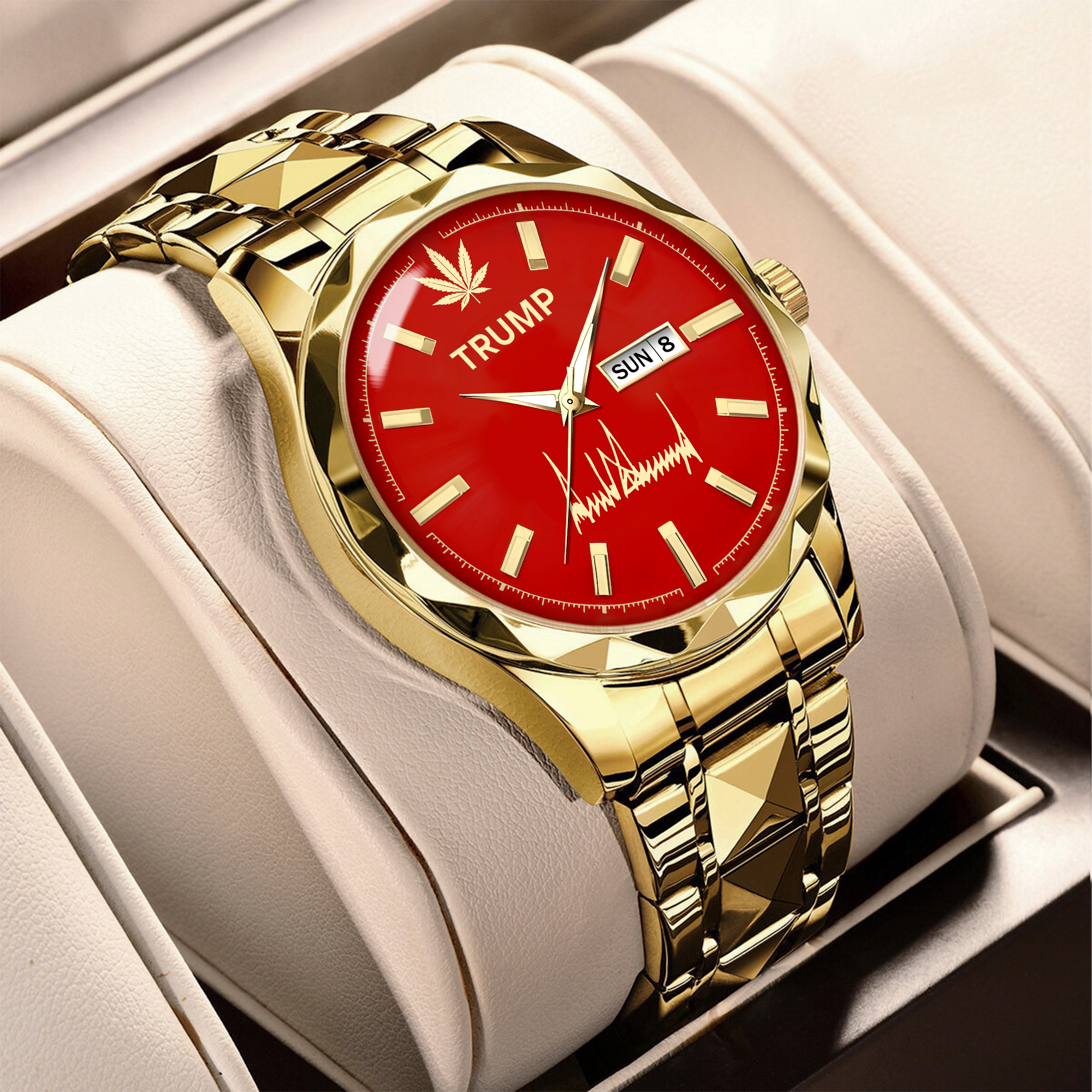 TRUMP Schedule III Watch 2026 – Gold Case, Red Dial – Luxury Men’s Watch