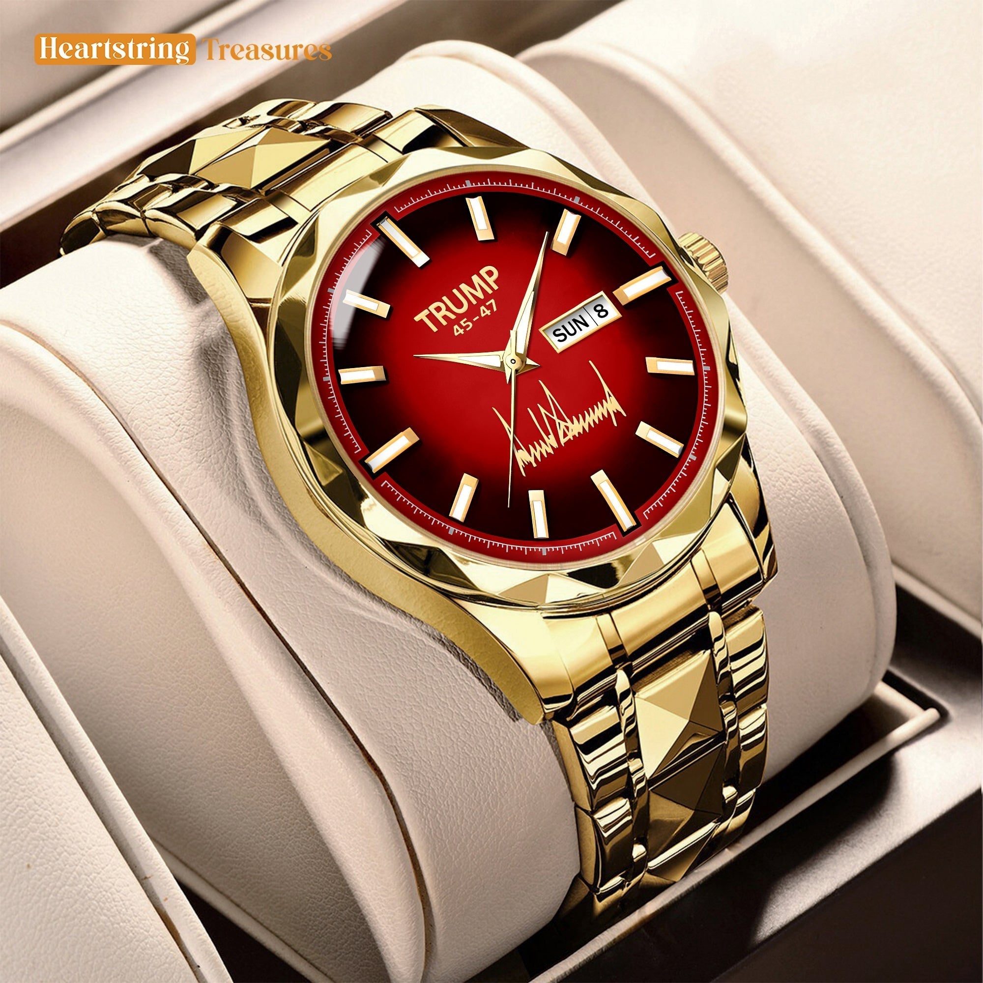 TRUMP 45-47 Watch 2026 Gold Red Dial - Gold Watches for Men