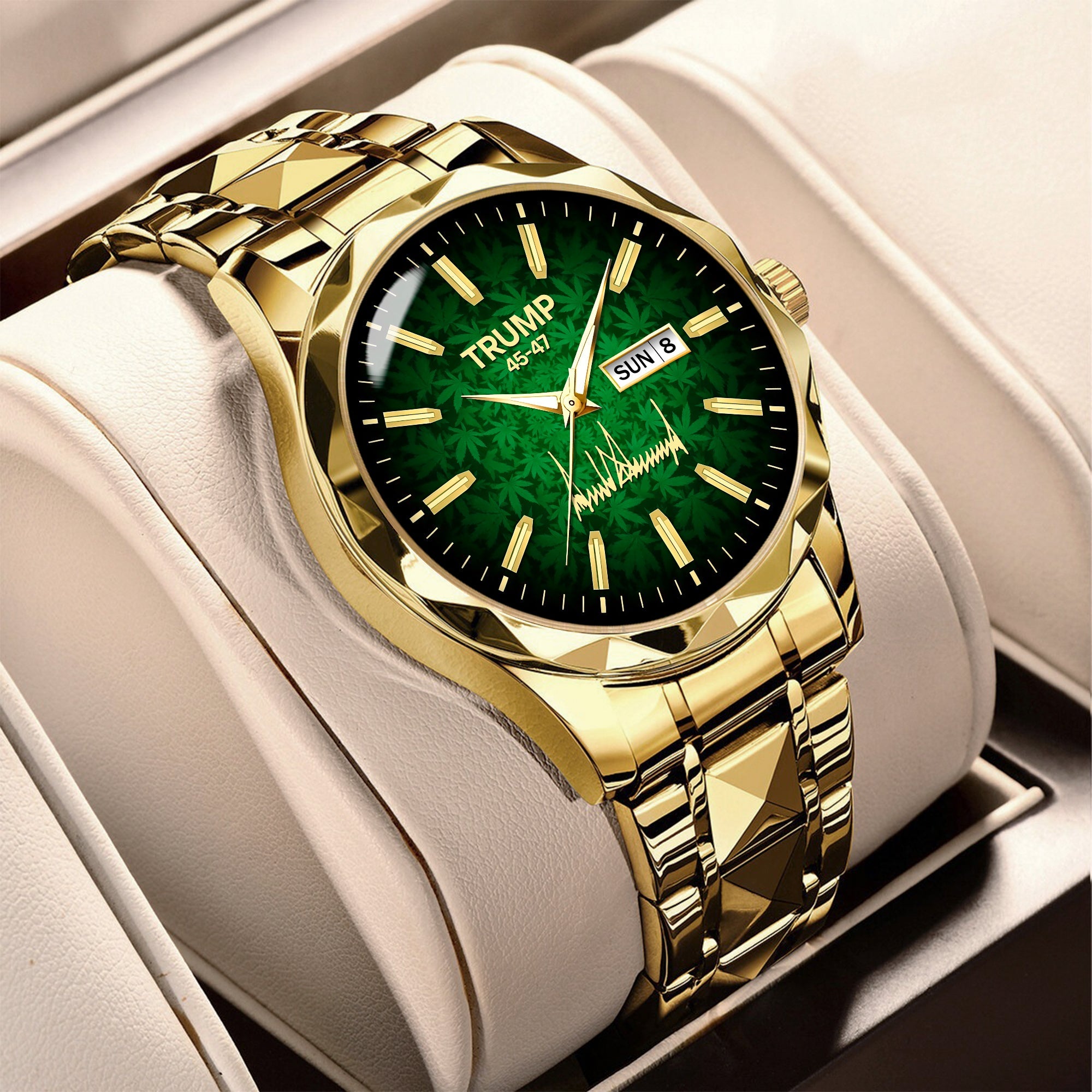 TRUMP 45–47 Schedule III Watch 2026 – Gold Case, Emerald Green Dial – Luxury Men’s Watch
