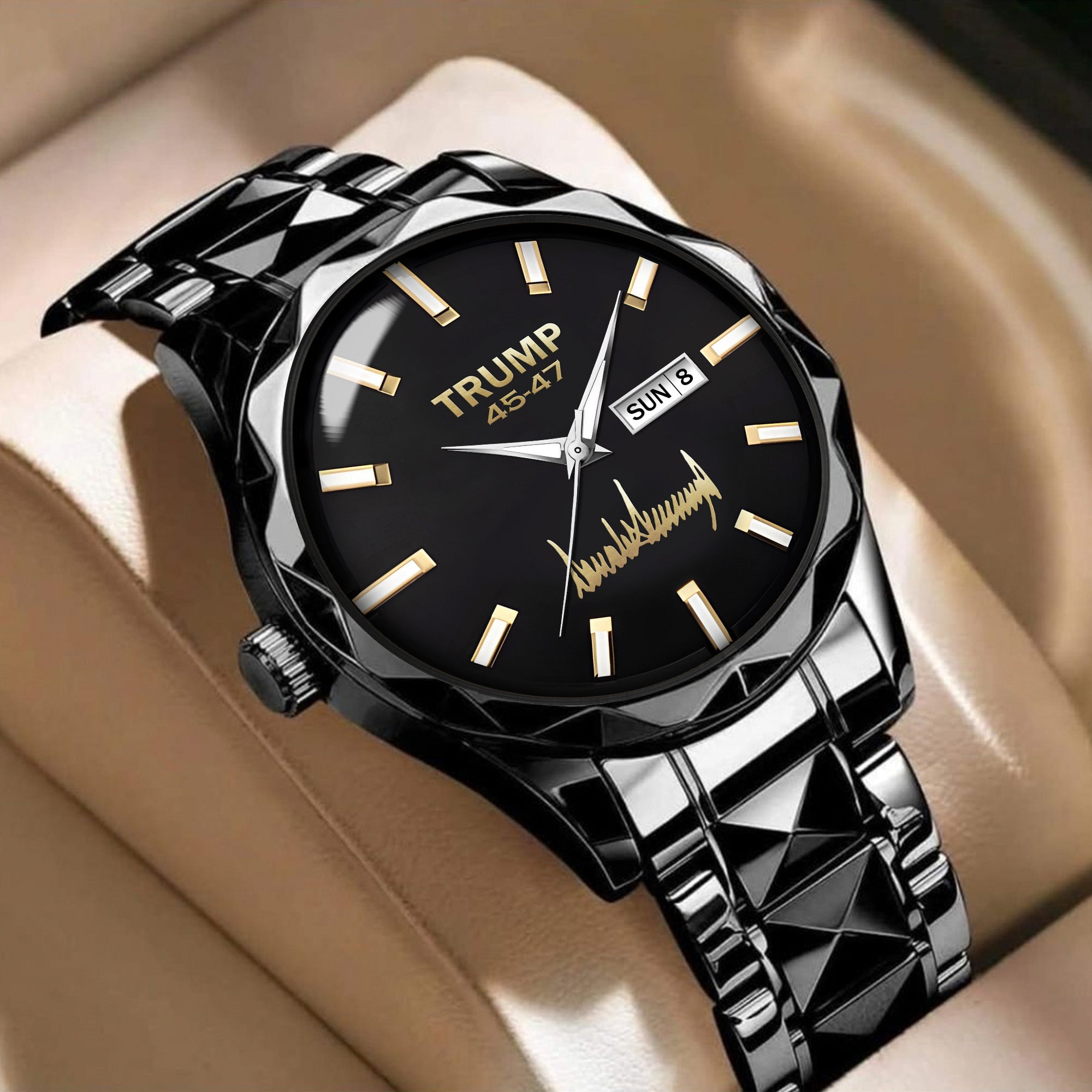 TRUMP 45-47 Watch 2026 Luxury Black – Signature Gold Dial