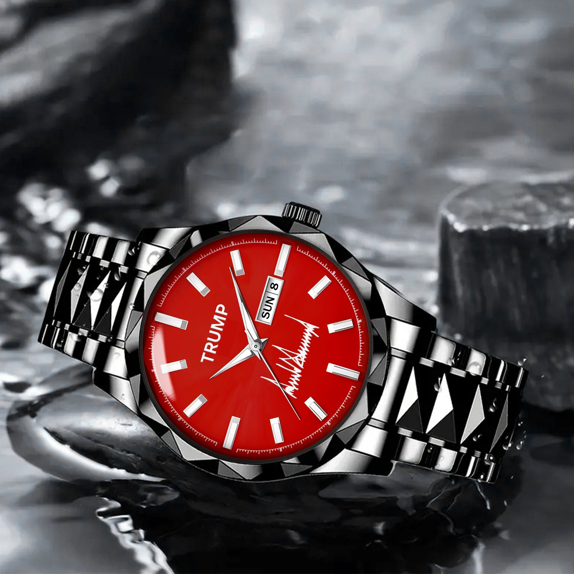 TRUMP Watch 2026 Luxury Black Steel – Signature Bright Red Dial