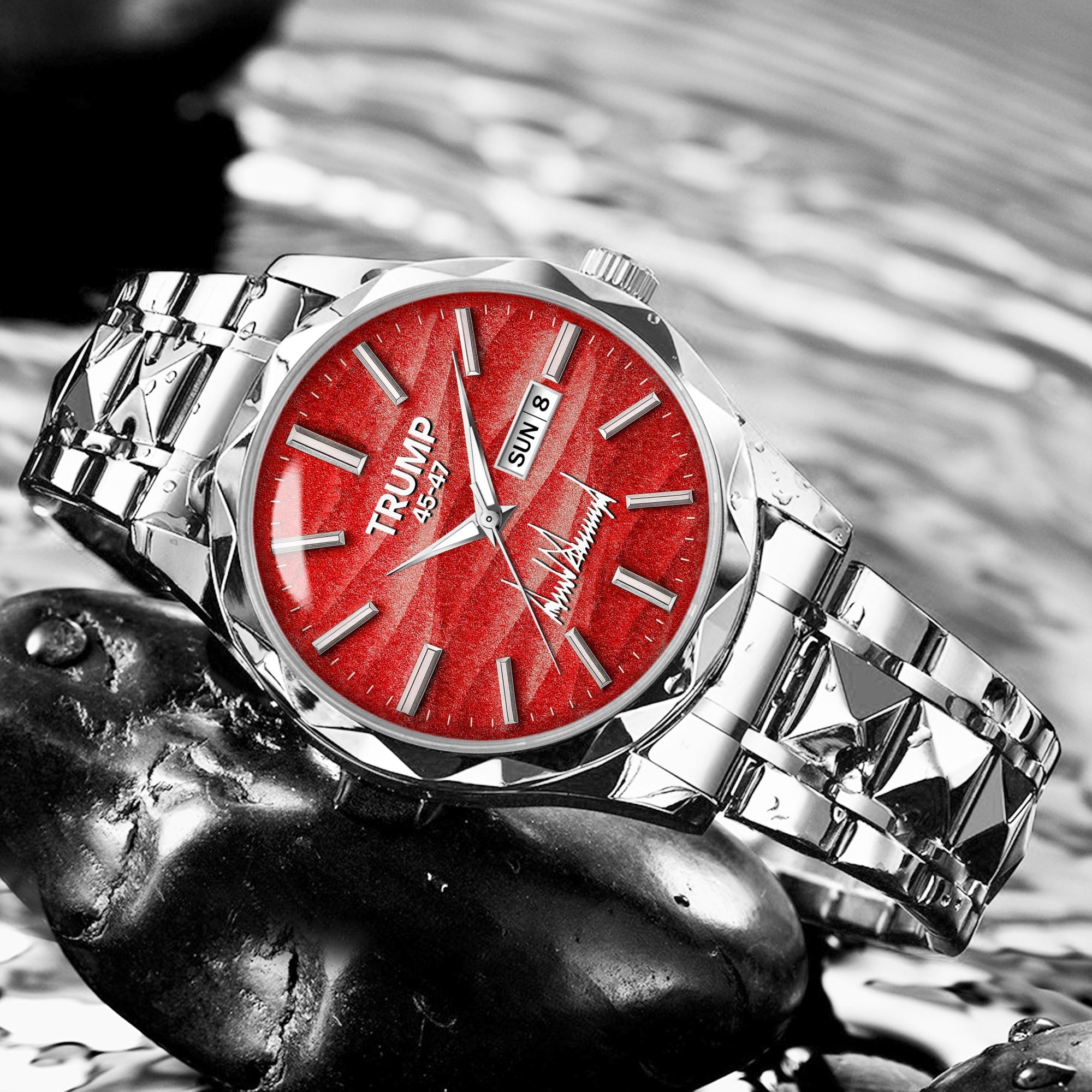 TRUMP Watch 45 – 47 Stainless Steel – Scarlet Wave Dial