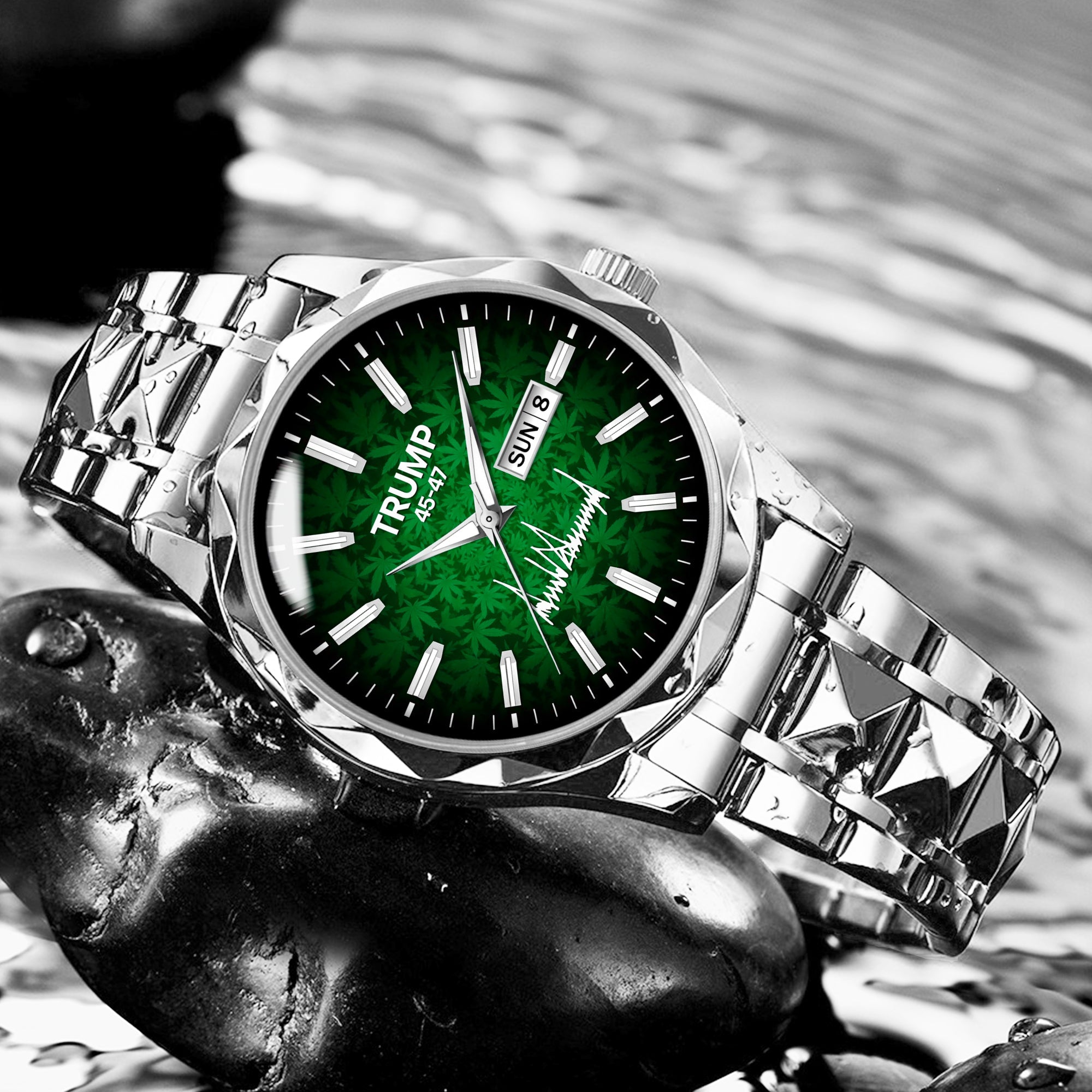 TRUMP 45-47 Schedule III Watch 2026 – Silver Case, Deep Green Dial – Luxury Men’s Watch