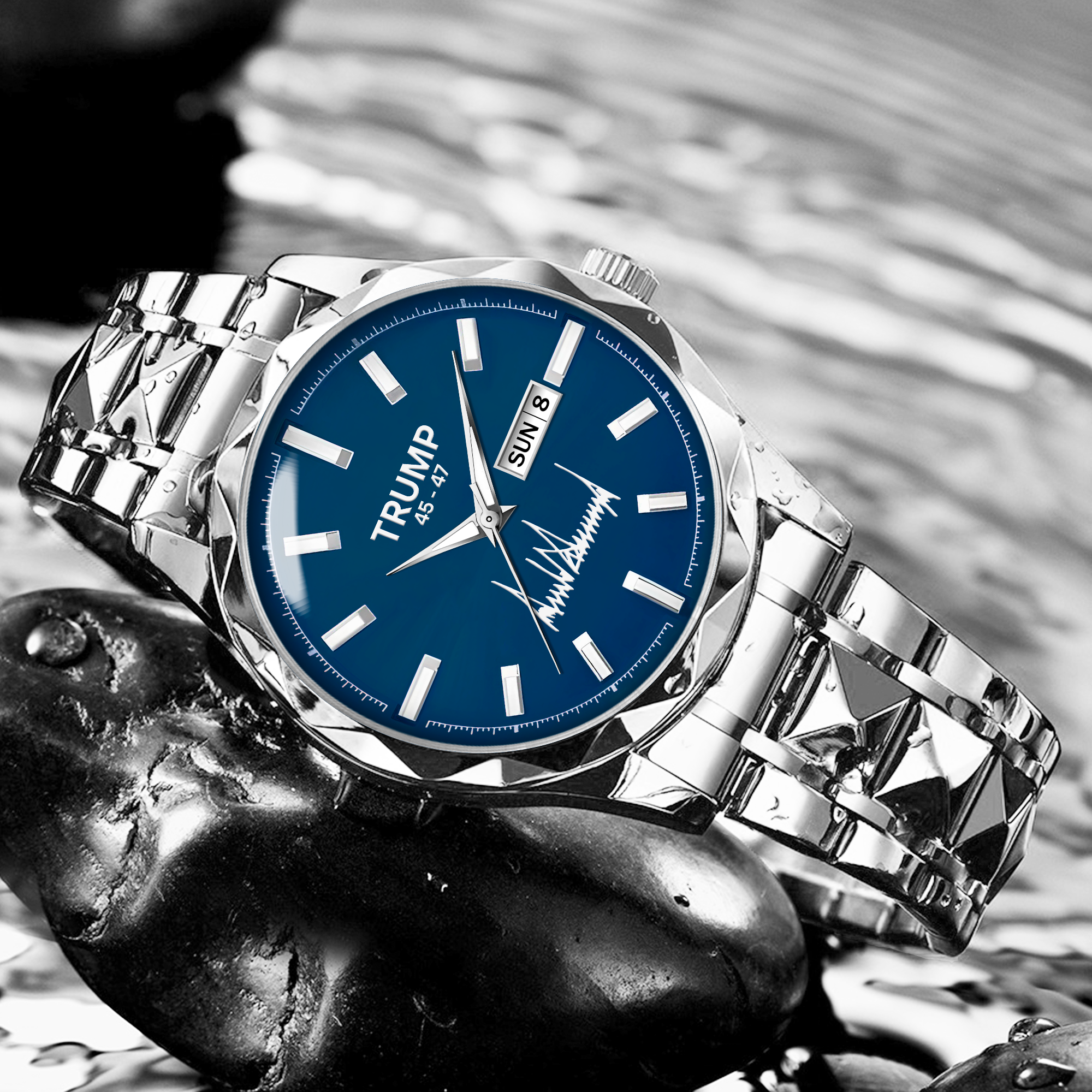 TRUMP 45-47 Watch 2026 Signature – Liberty Steel Blue Dial – Watch for Men