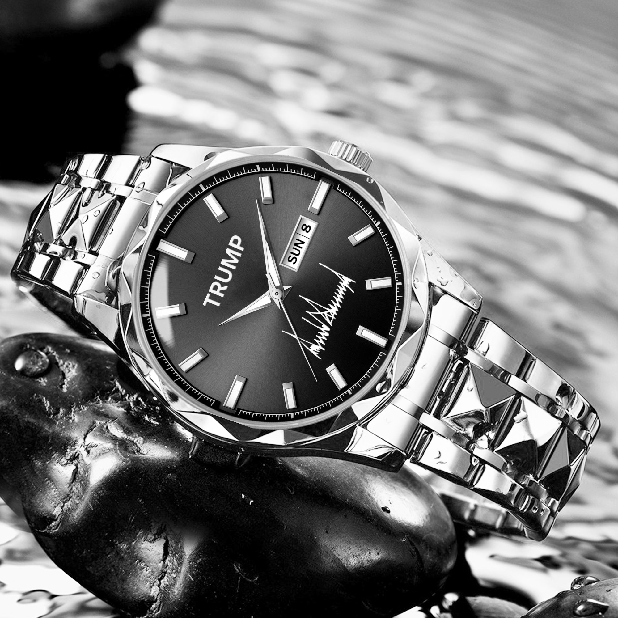 TRUMP Watch 2026 Silver Black Dial – Luxury Steel Watch for Men