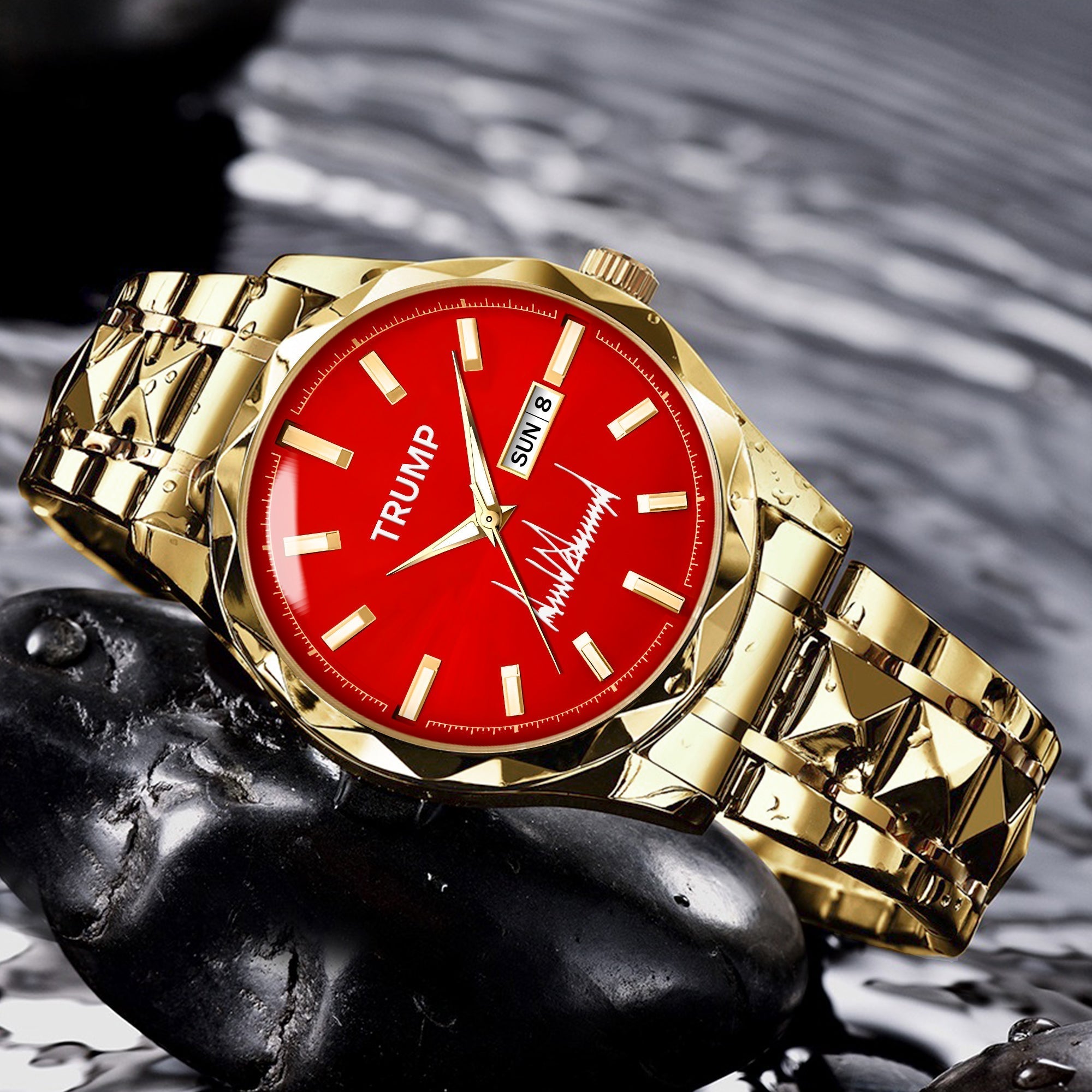 TRUMP Watch 2026 – Gold Case, Red Dial – Luxury Men’s Watch