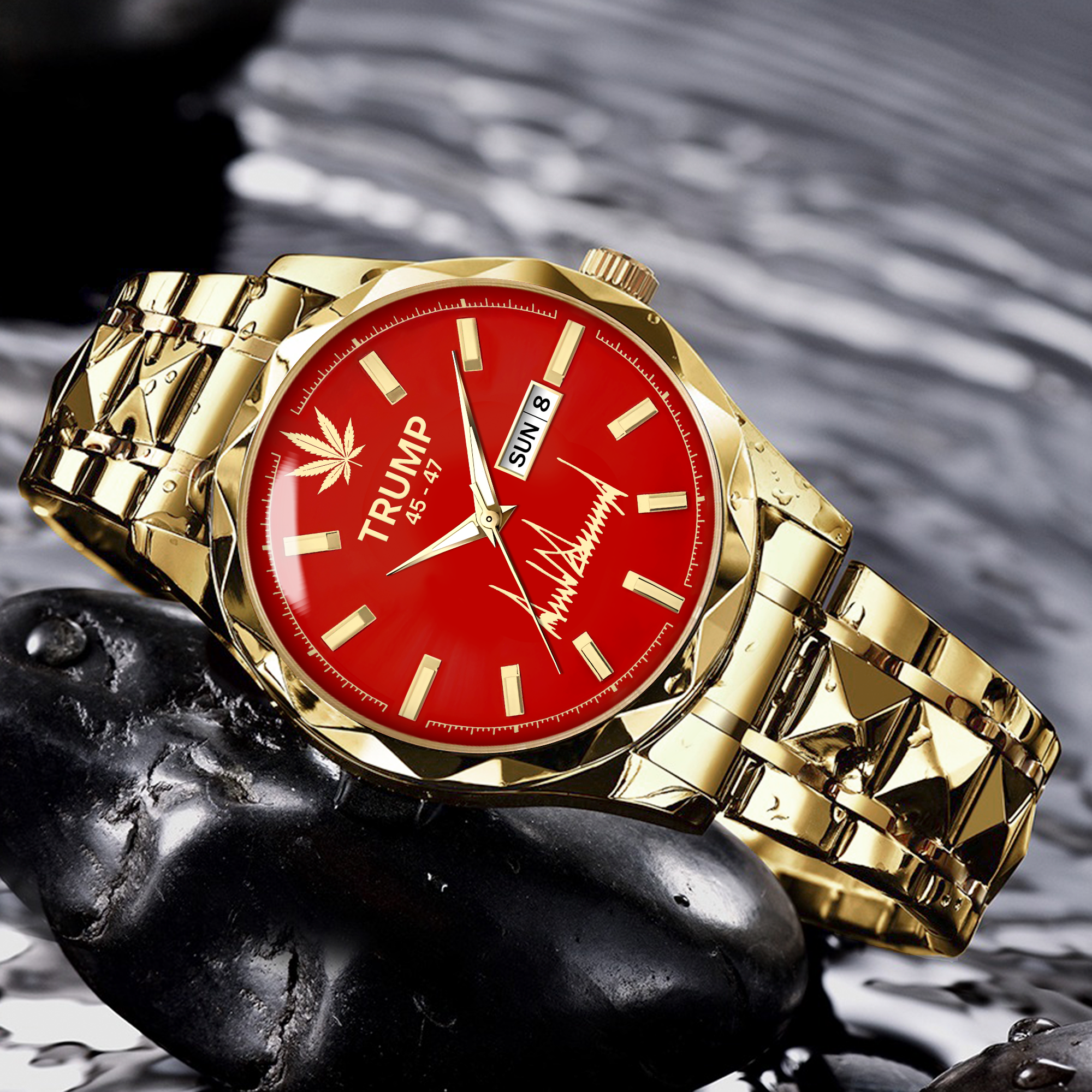 TRUMP 45–47 Schedule III Watch 2026 – Gold Case, Red Dial – Luxury Men’s Watch