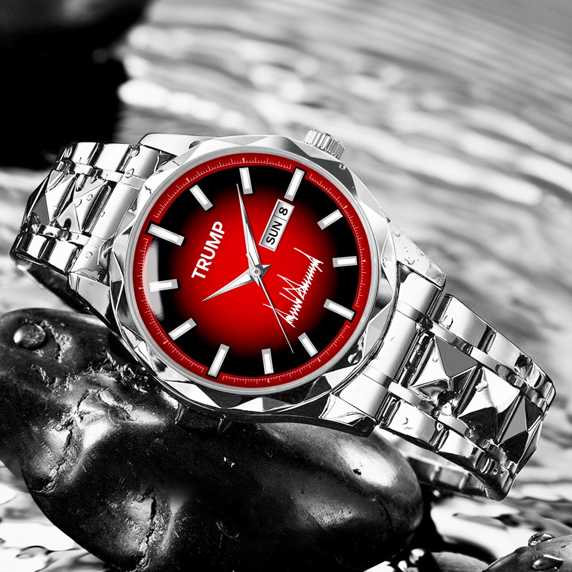 TRUMP Watch 2026 Luxury Silver – Deep Inferno Red Dial – Watch for Men