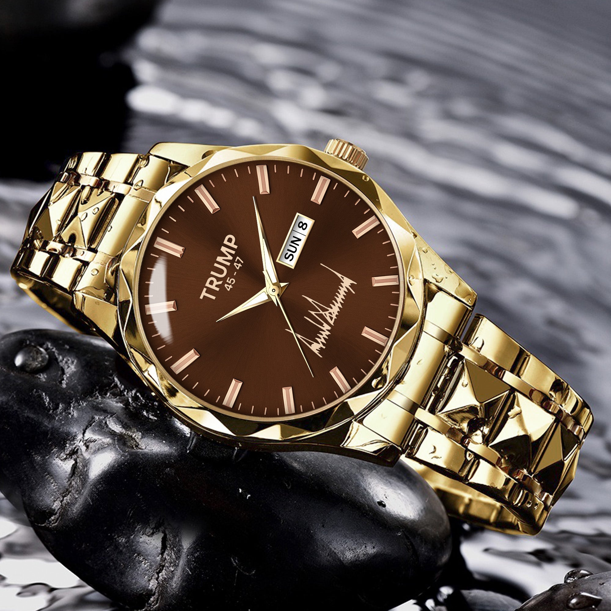 TRUMP 45-47 Watch 2026 Luxury Gold – Chocolate Brown Dial