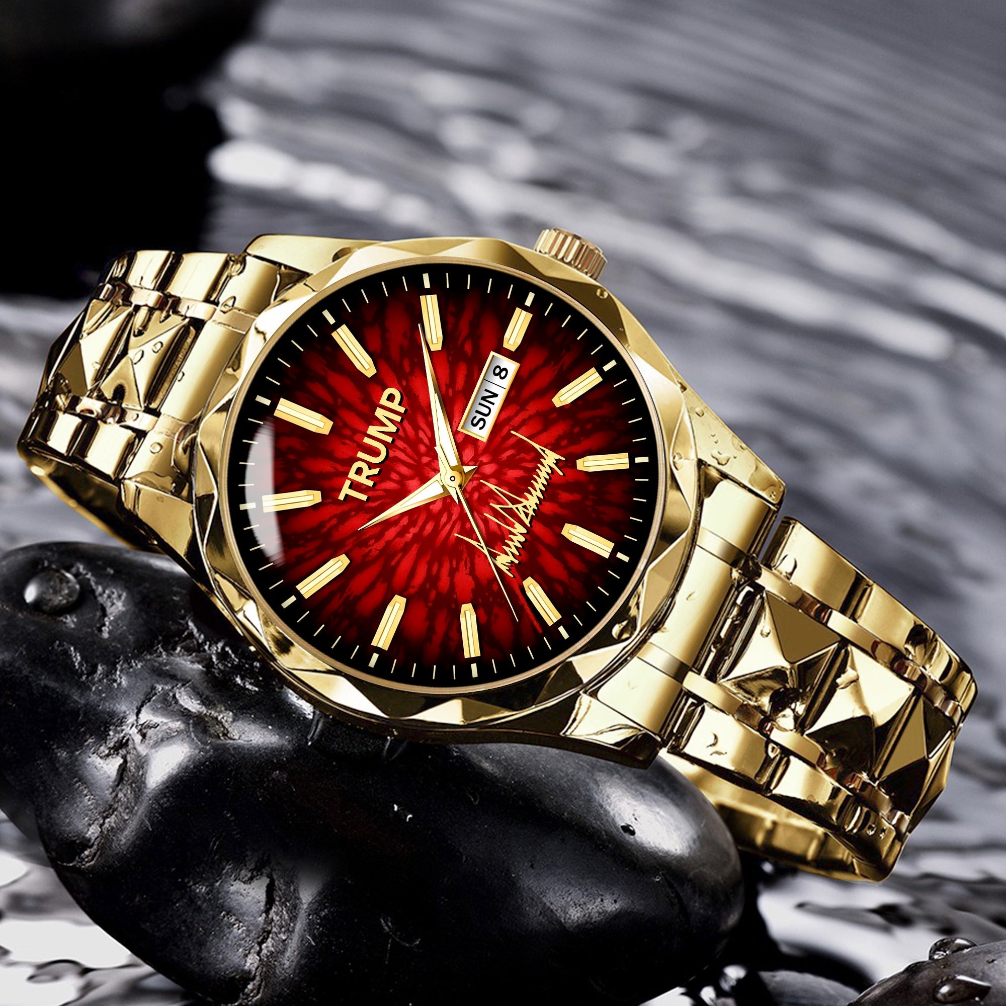 TRUMP Watch Luxury Gold – Royal Red Ruby Burst Dial