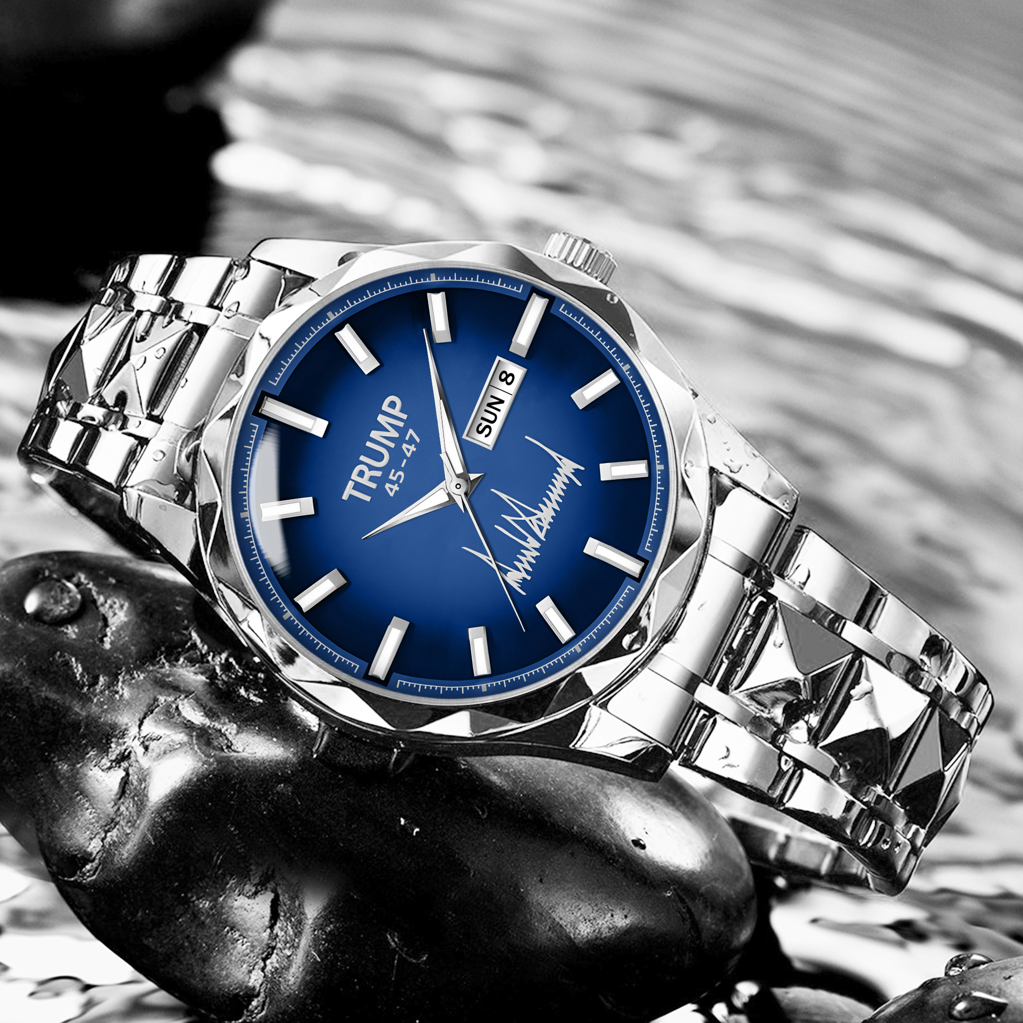 TRUMP 45-47 Watch 2026 Prestige – Steel Majesty Blue Dial – Watch for Men