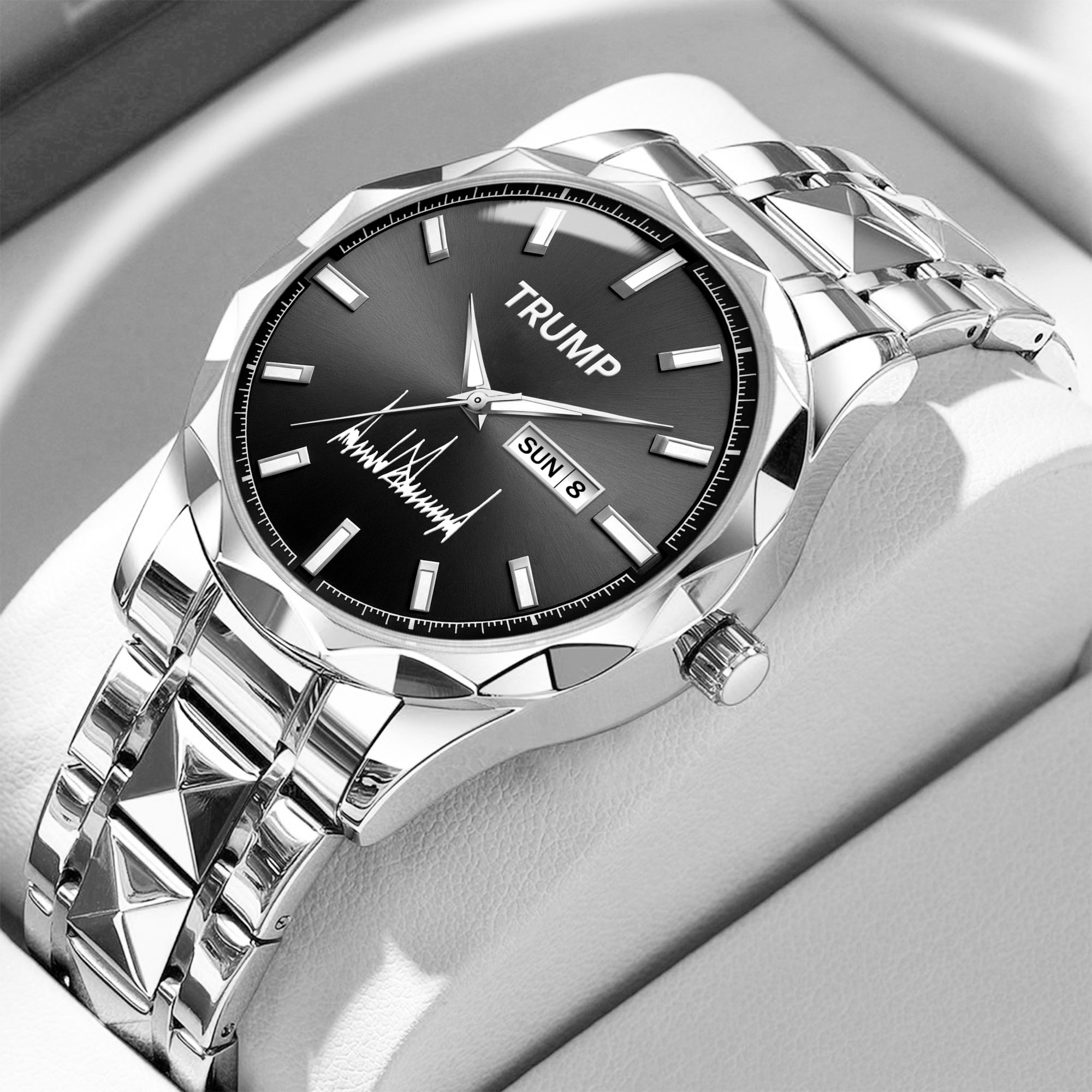 TRUMP Watch 2026 Silver Black Dial – Luxury Steel Watch for Men