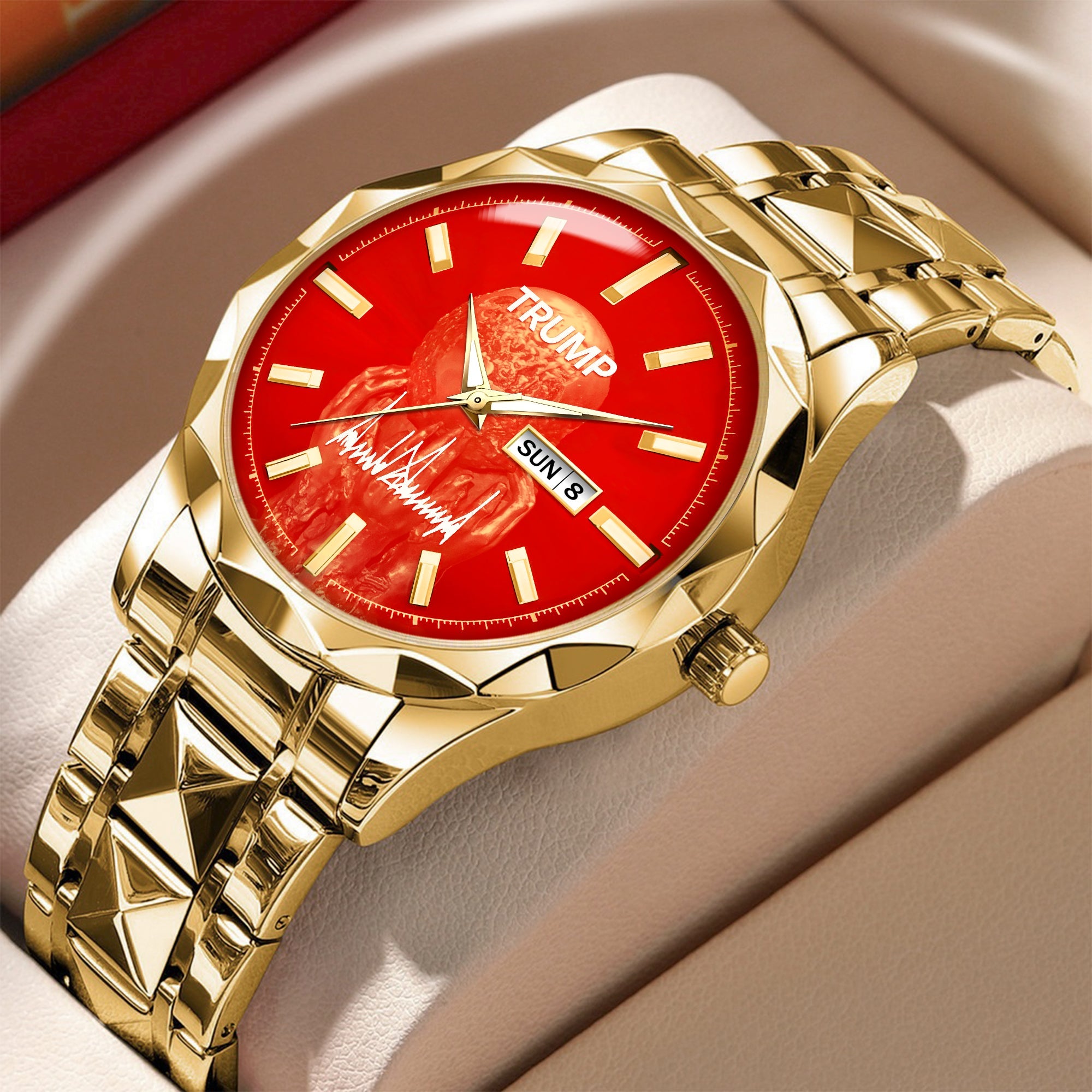 TRUMP 2026 Luxury Gold Watch – Signature Bright Red Dial Peace Prize