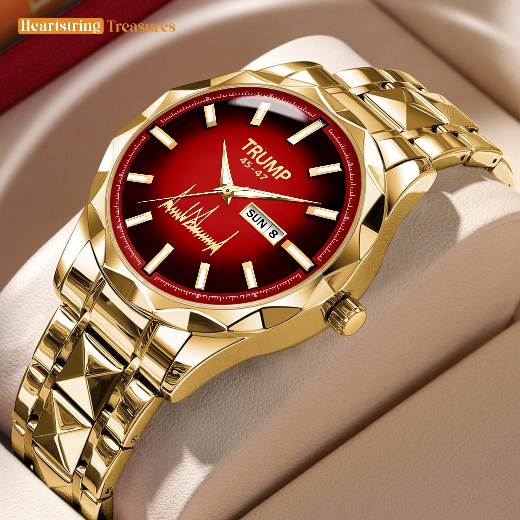 TRUMP 45-47 Watch 2026 Gold Red Dial - Gold Watches for Men