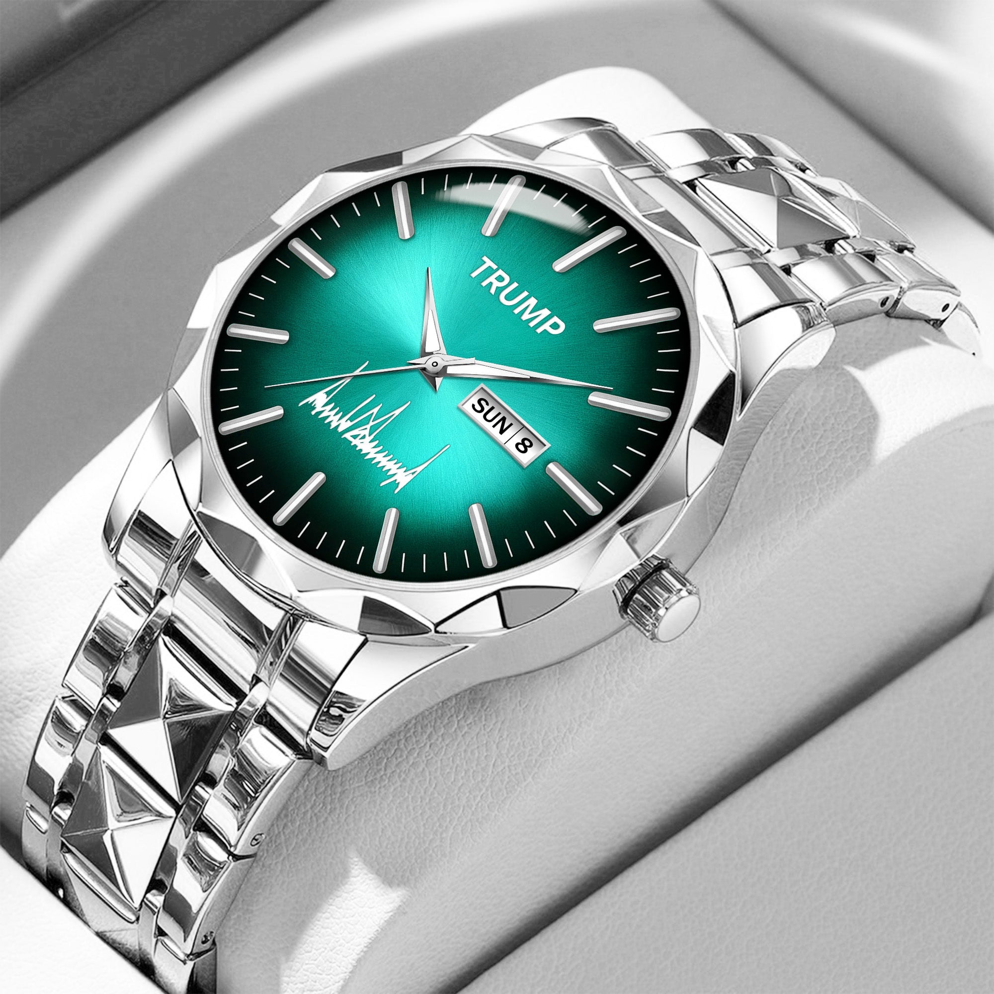 TRUMP Watch 2026 Luxury Silver – Emerald Green Sunburst Dial