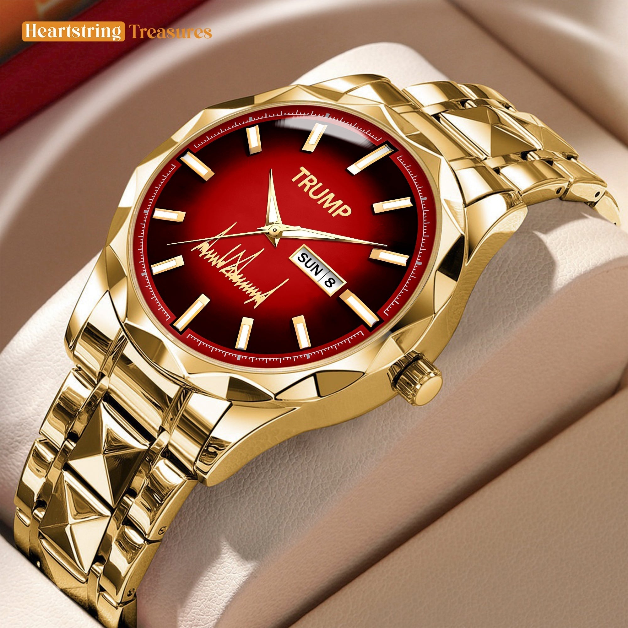 TRUMP Watch 2026 Gold Red Dial - Gold Watches for Men