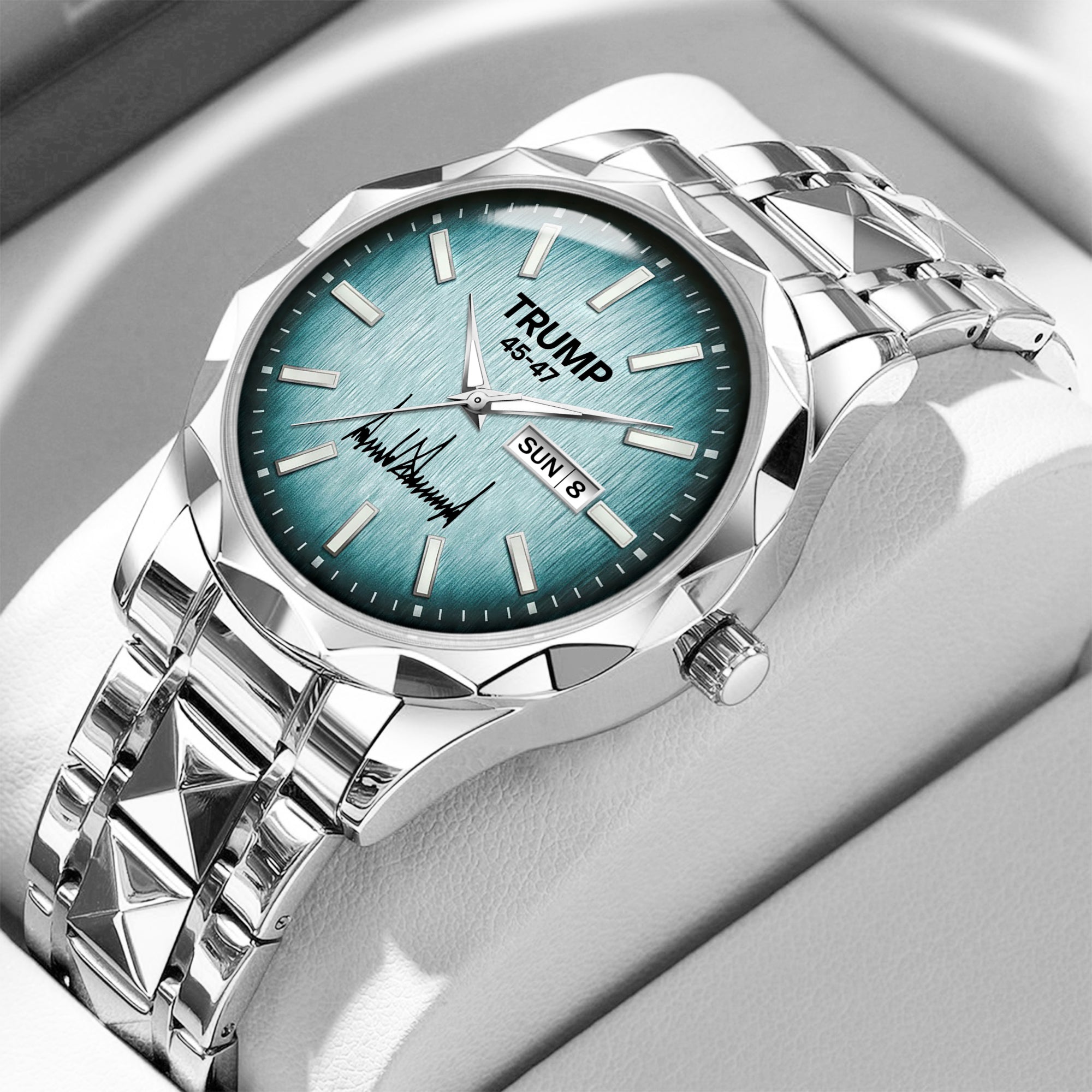TRUMP 45-47 Watch 2026 Luxury Silver Steel – Signature Ice Blue Dial