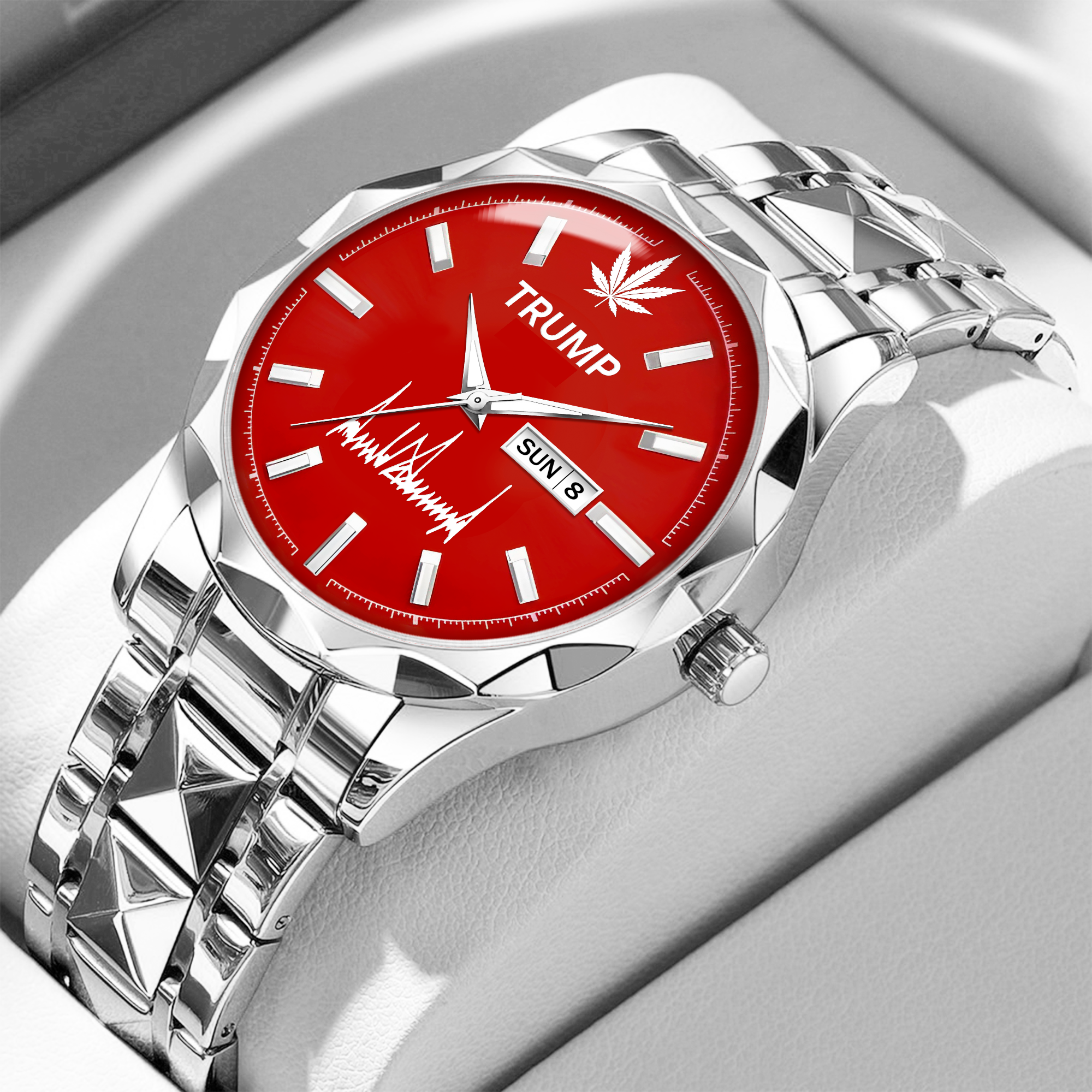 TRUMP Schedule III Limited Watch 2026 – Silver Steel Case, Red Dial – Luxury Men’s Watch