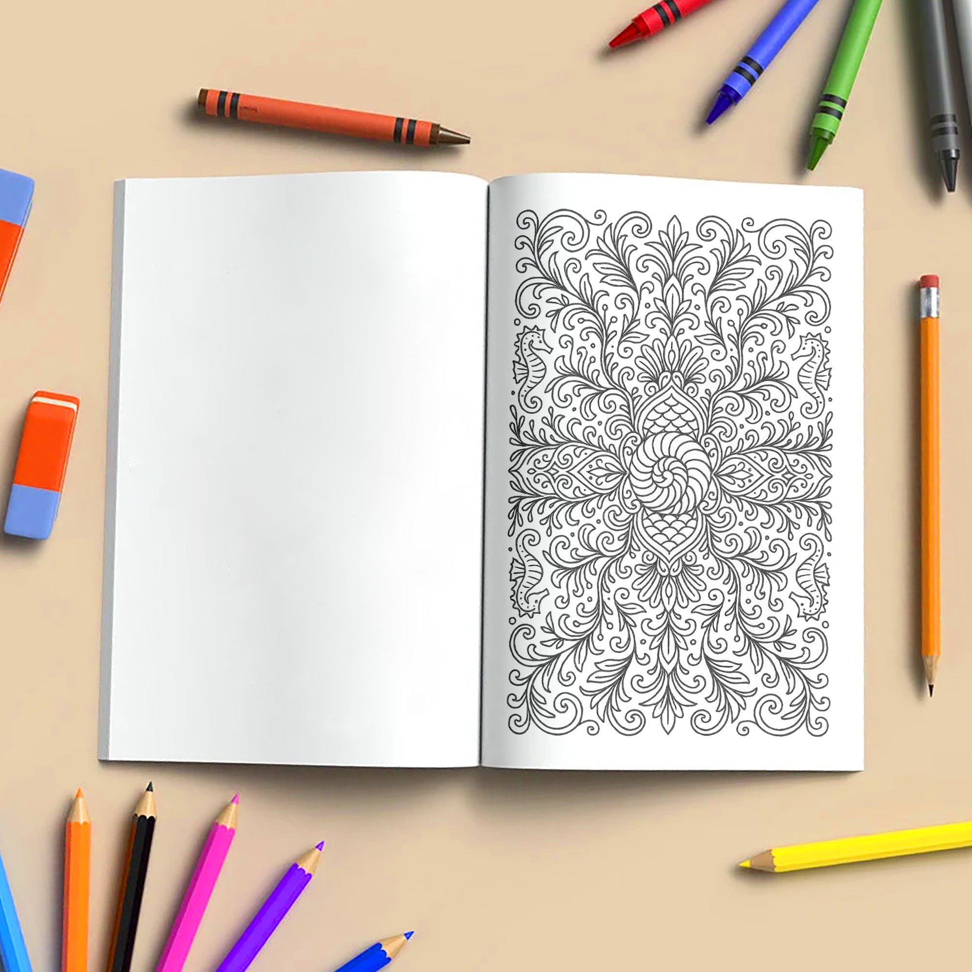 Mandala Realms Coloring Pages – 48 Unique Botanical, Marine, and Lace-Inspired Designs for Adults