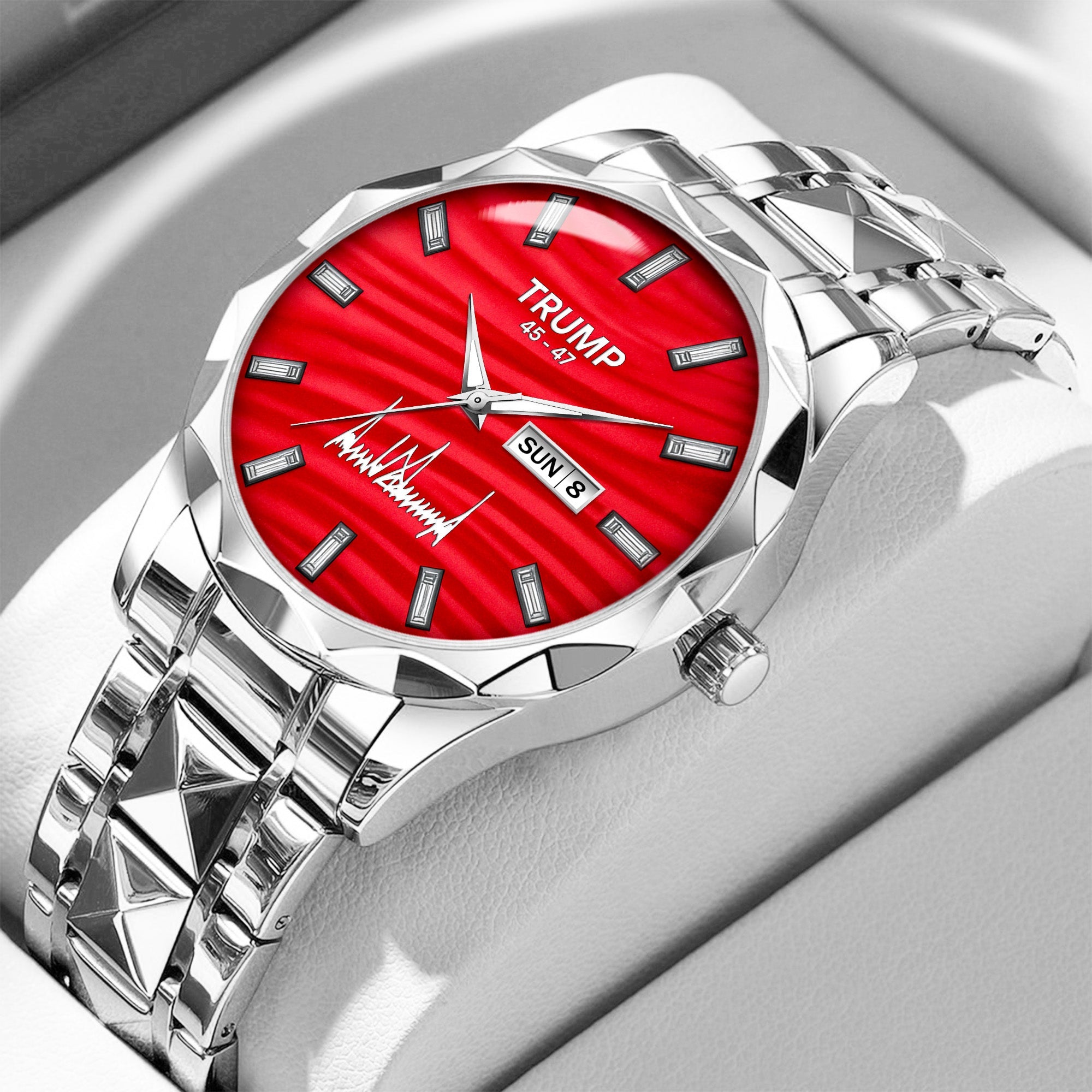 TRUMP 45-47 Watch 2026 Luxury Silver – Signature Red Dial