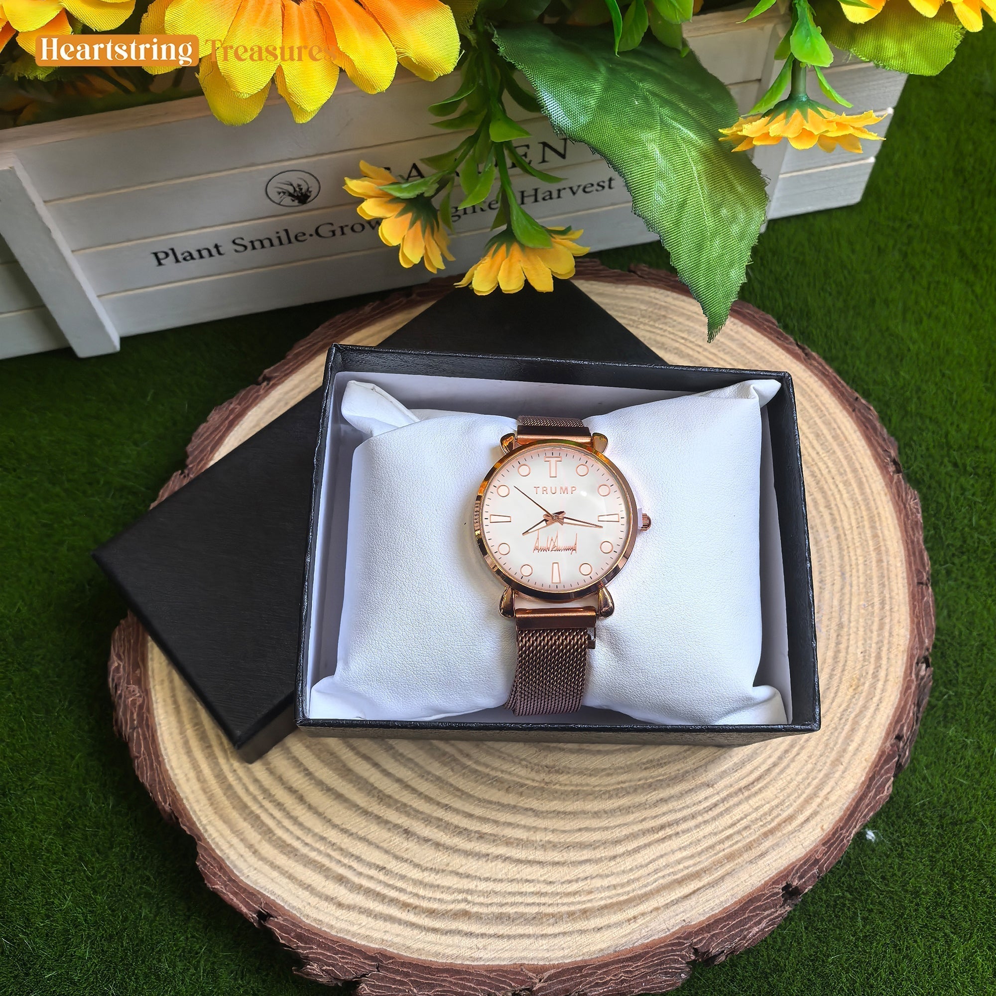 TRUMP Watch 2026 Luxury Gold – Rose-Tinted White Dial – Gold Watch for Women