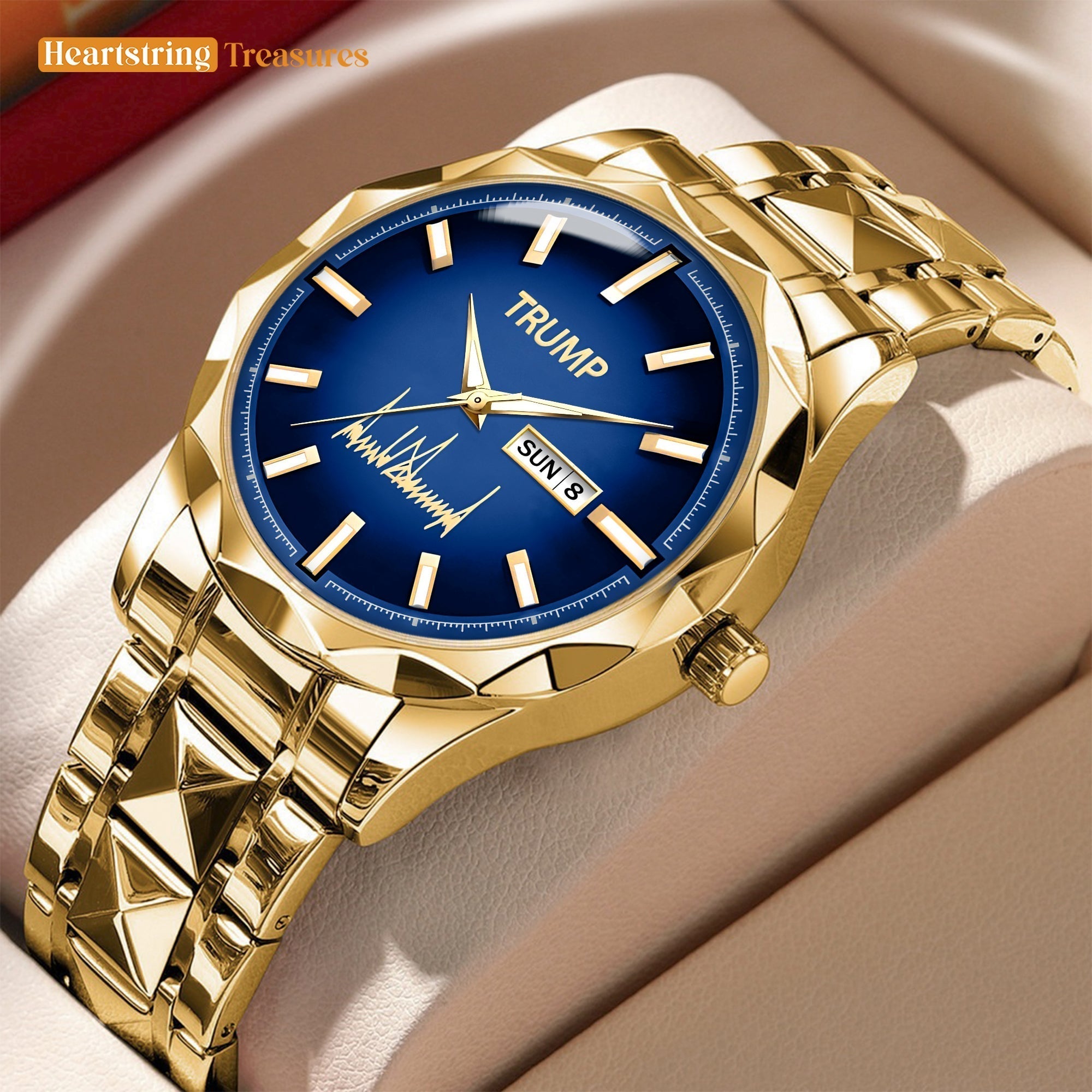 TRUMP Watch 2026 Silver Blue Dial - Luxury Gold Timepiece for Men
