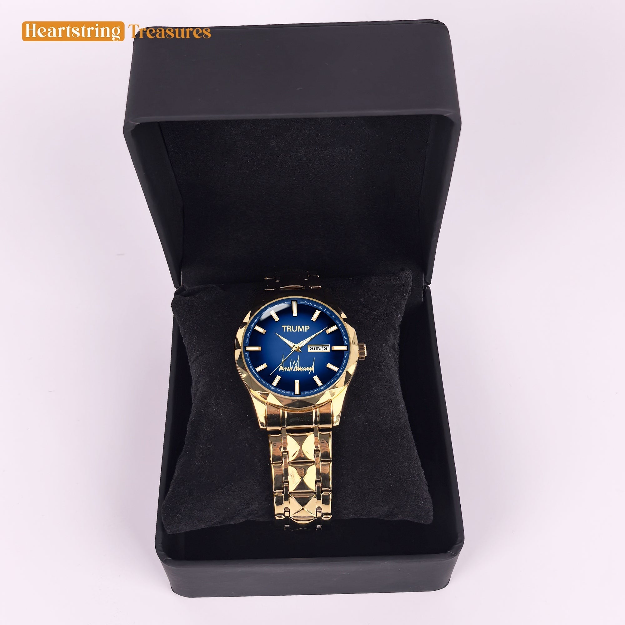 TRUMP Watch 2026 Silver Blue Dial - Luxury Gold Timepiece for Men