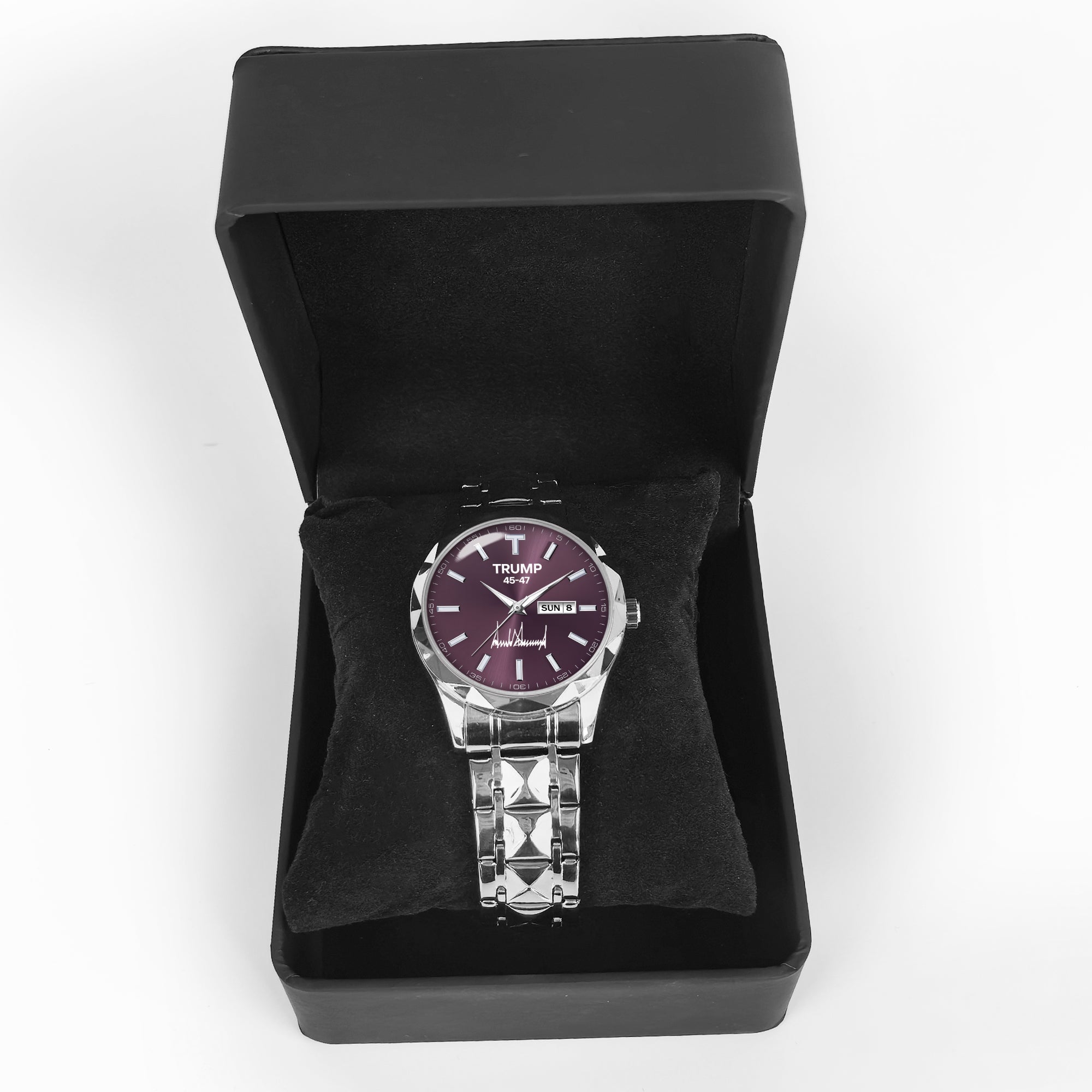 TRUMP 45-47 Watch 2026 Luxury Silver – Deep Royal Purple Dial – Watch for Men