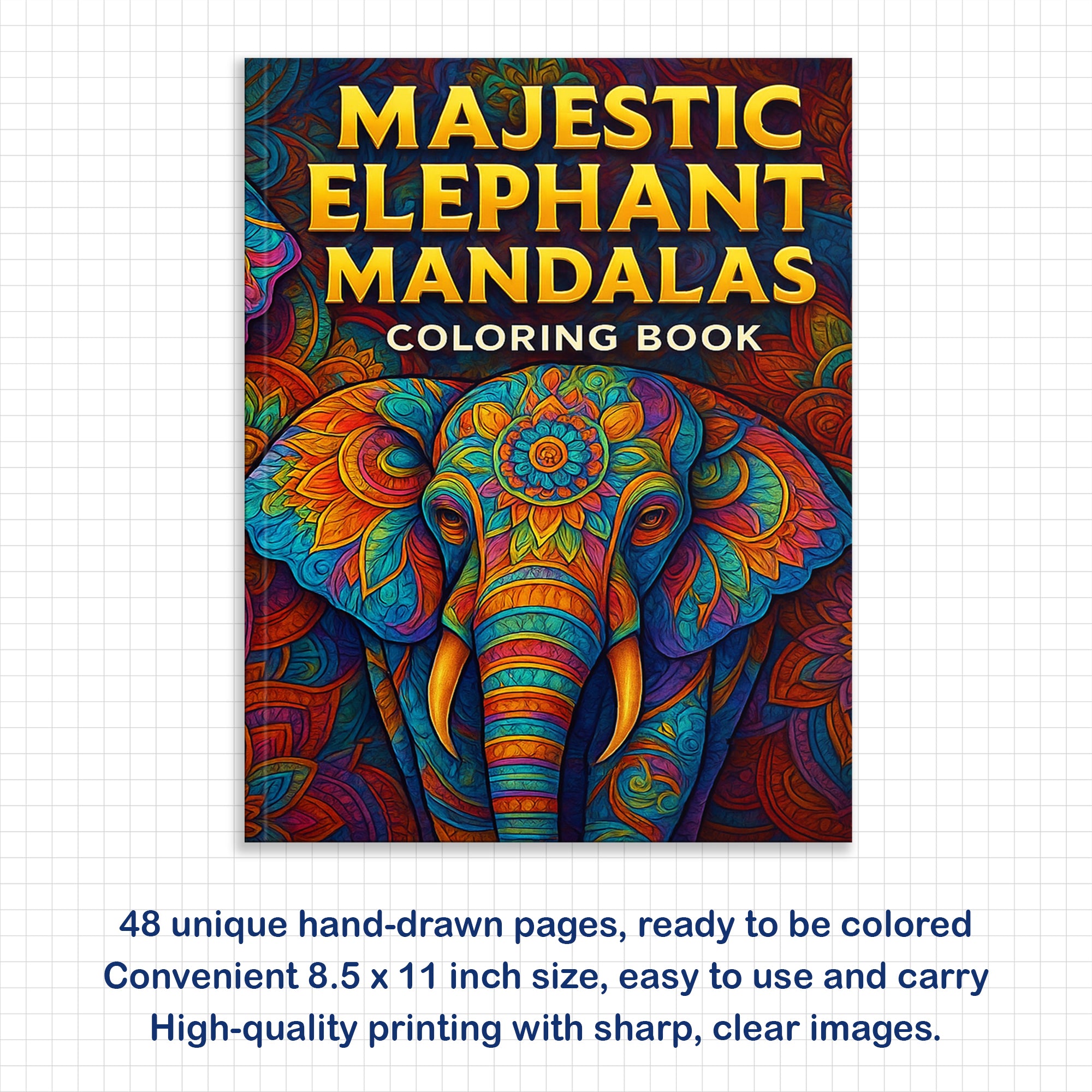 Majestic Elephant Mandalas Coloring Pages – 48 Intricate Animal Designs for Adults