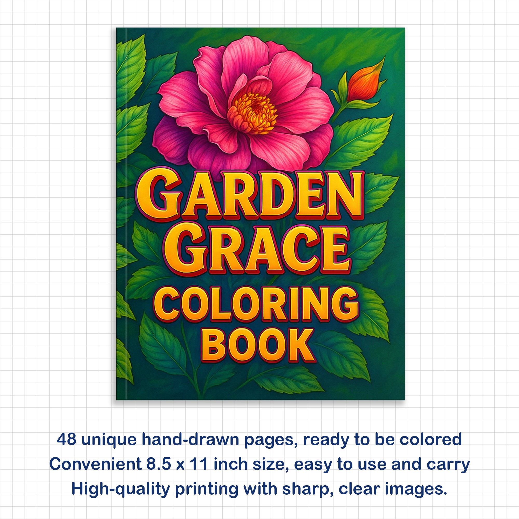 Garden Grace Coloring Pages – 48 Beautiful Flower Line Art Designs for Adults