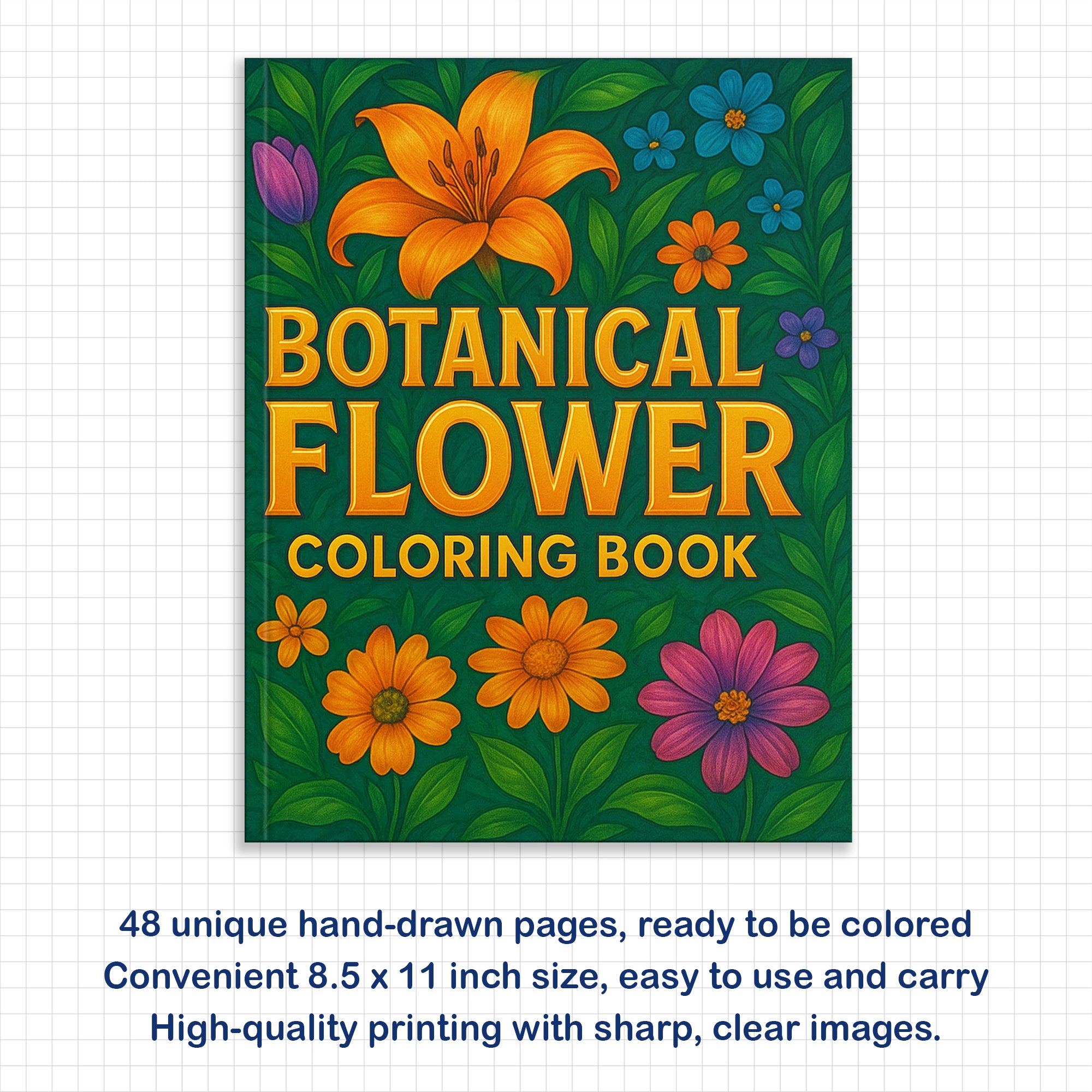 Botanical Bloom Flower Coloring Pages – 48 Floral Line Art Designs for Adults