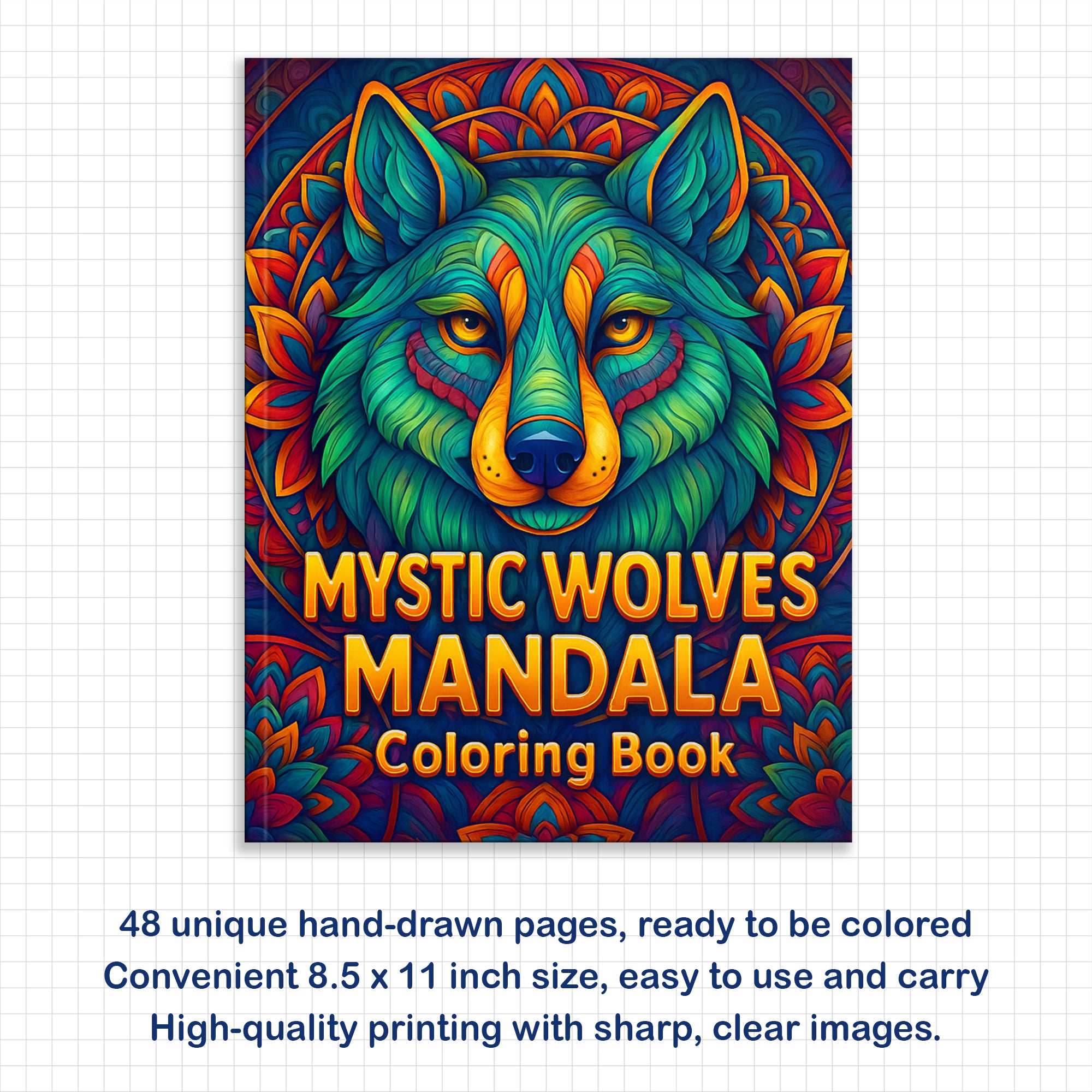 Mystic Wolves Mandala Coloring Pages – 48 Intricate Designs for Adults