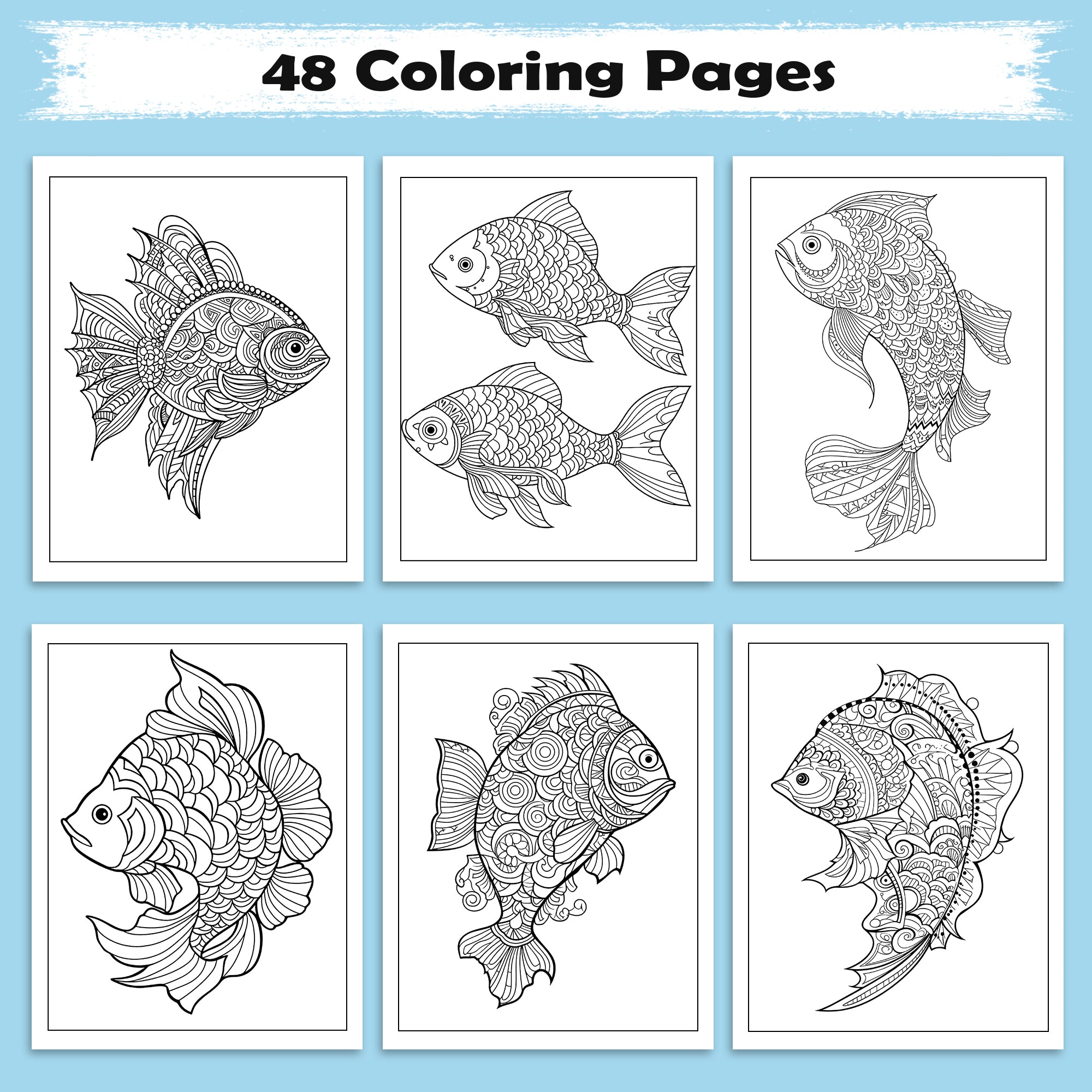 Mystic Fish Mandala Coloring Pages – 48 Ocean-Inspired Designs for Adults