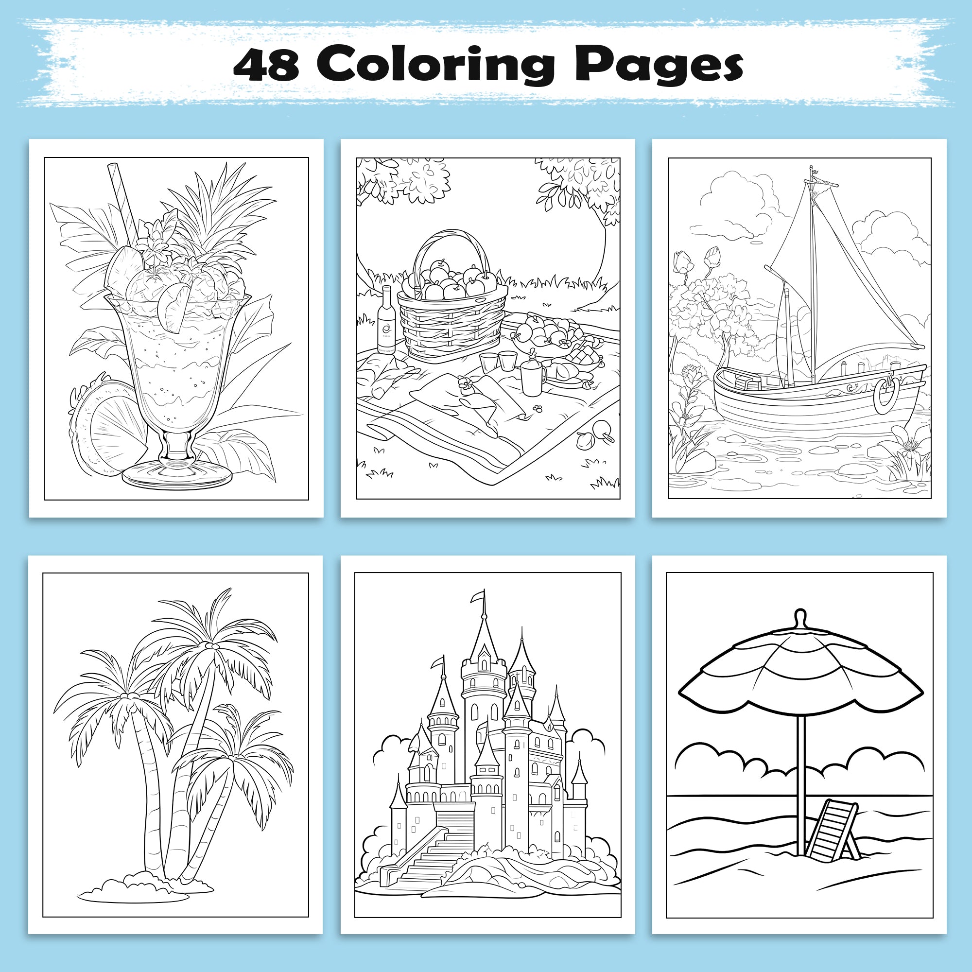 Hawaiian Joy Coloring Pages – 48 Fun Tropical Scenes for Kids