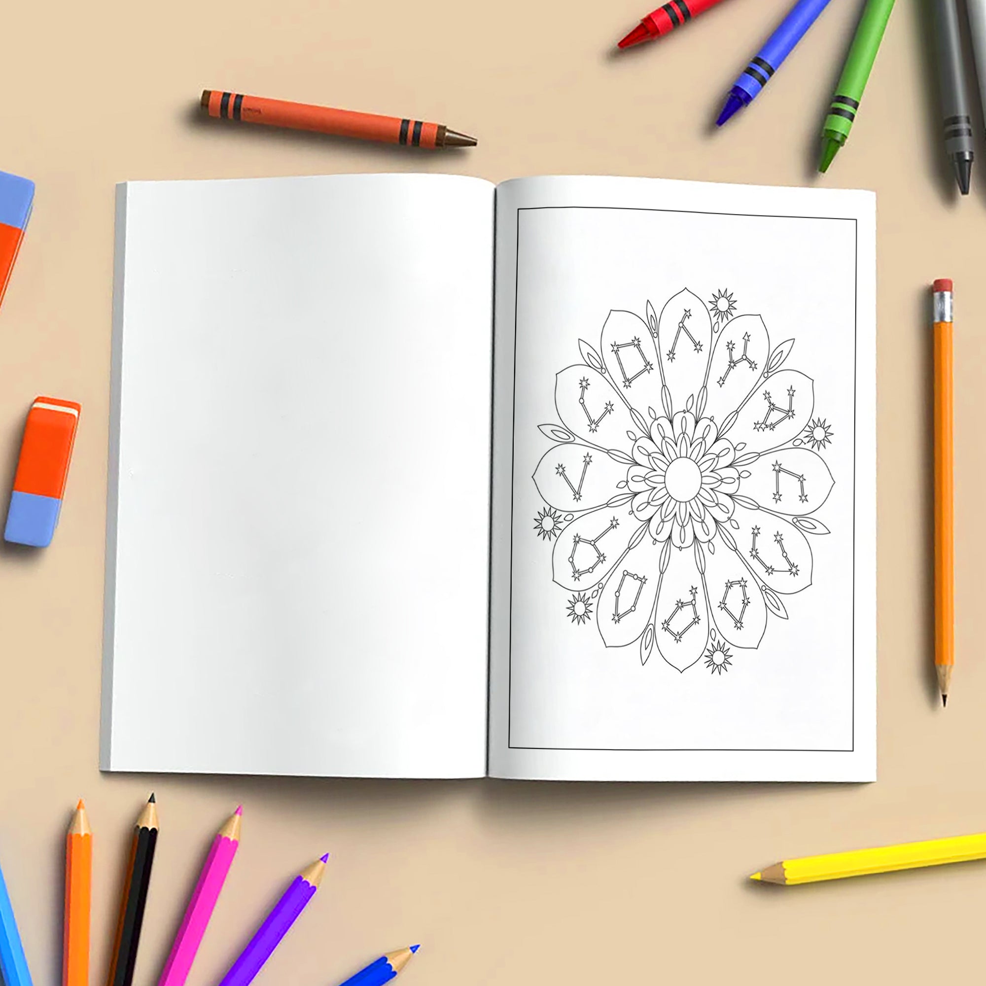 Zodiac Garden Coloring Pages – 48 Pages – A Whimsical Astrology Coloring Book – For Adults