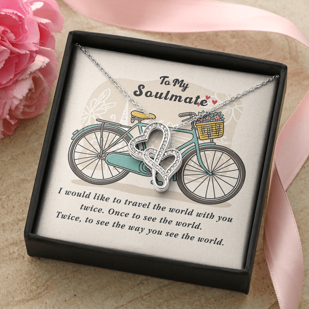 To My Soulmate Necklace For Soulmate Jewelry For Soulmate Romantic Meaningful Valentine'S Day Gift Forever Love Neckla Double Hearts Necklace